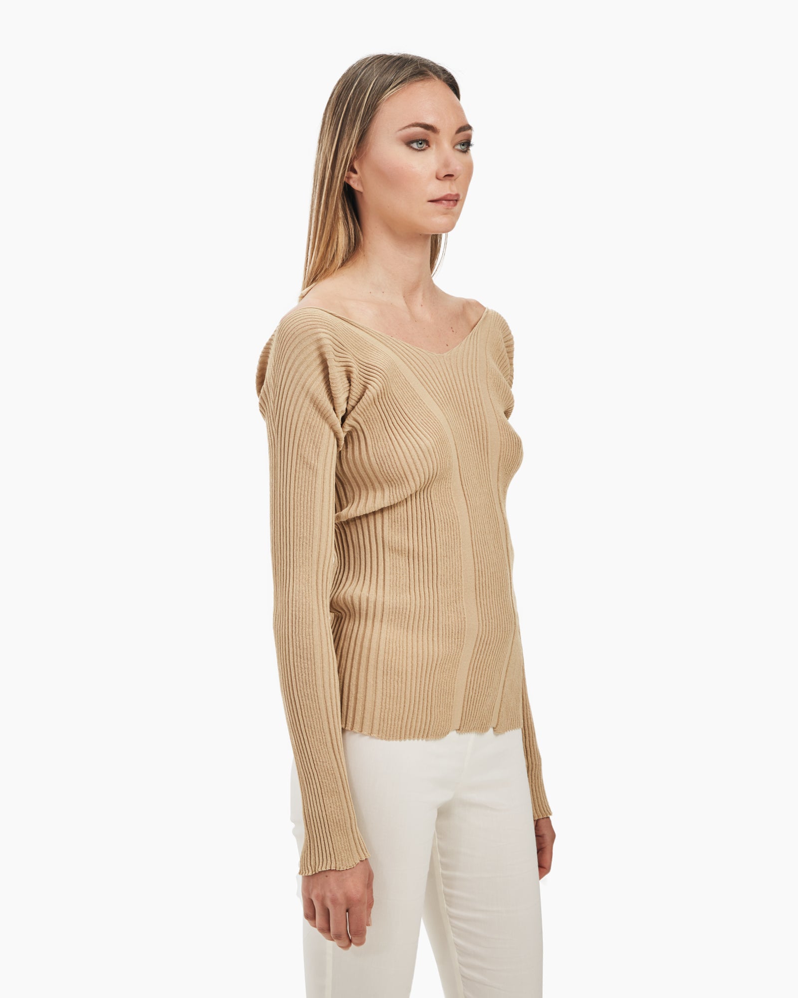 _MALLONI Maglia a costine  BEIGE