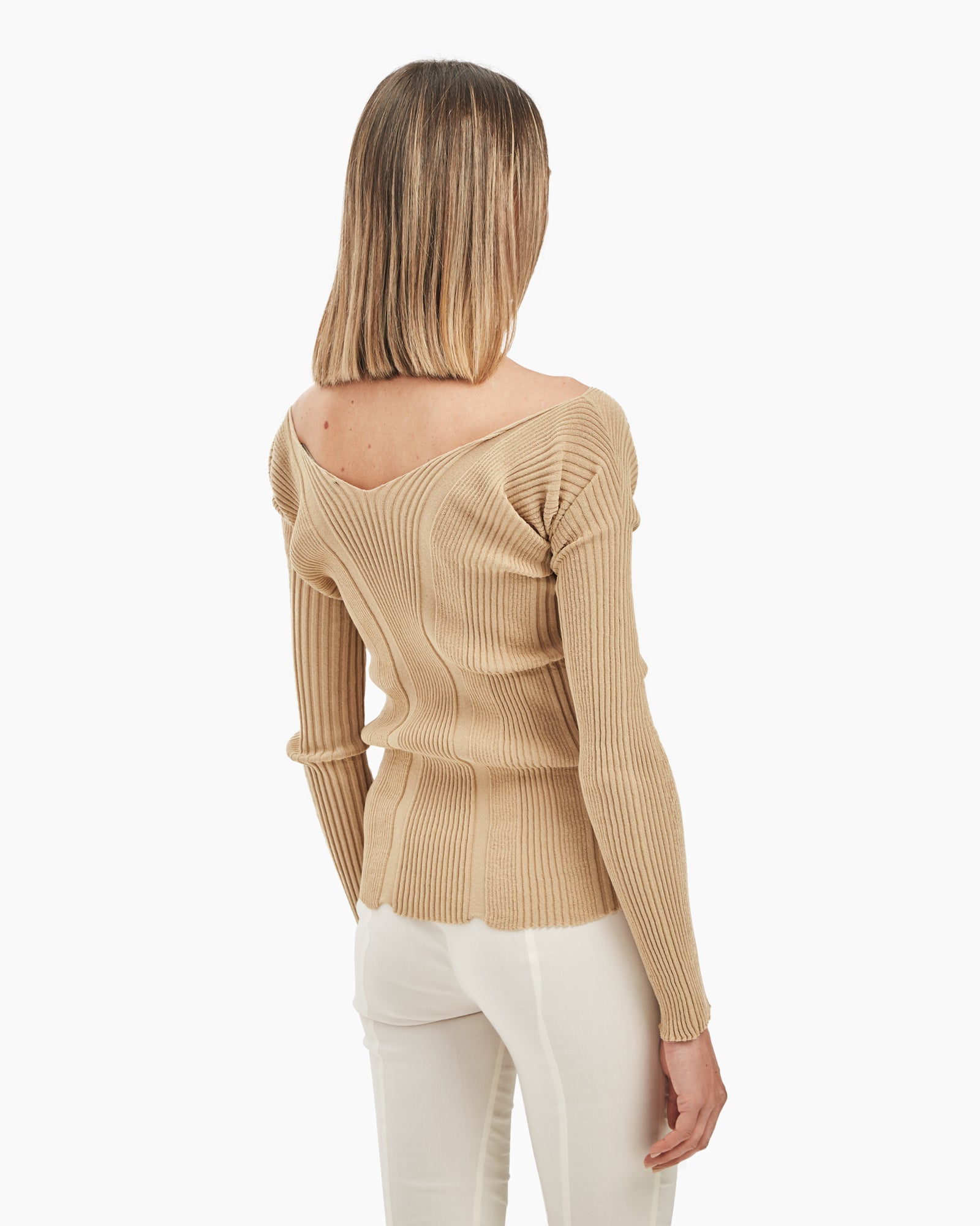 _MALLONI Maglia a costine  BEIGE
