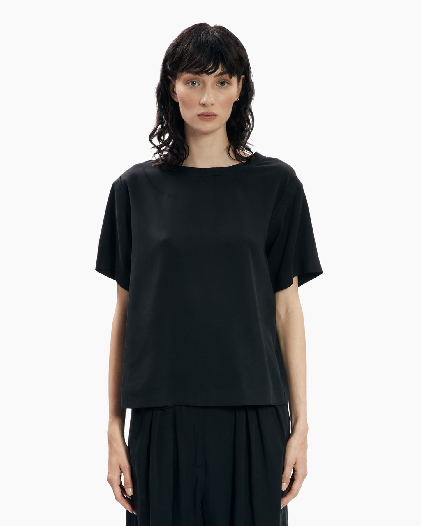 _MALLONI T-shirt in tencel NERO