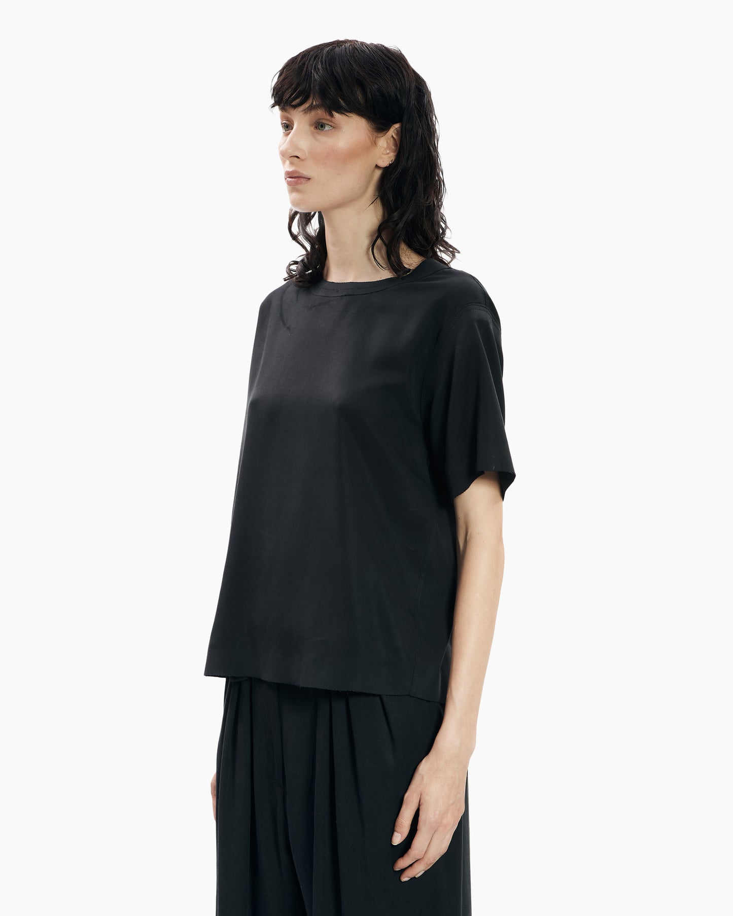 _MALLONI T-shirt in tencel NERO