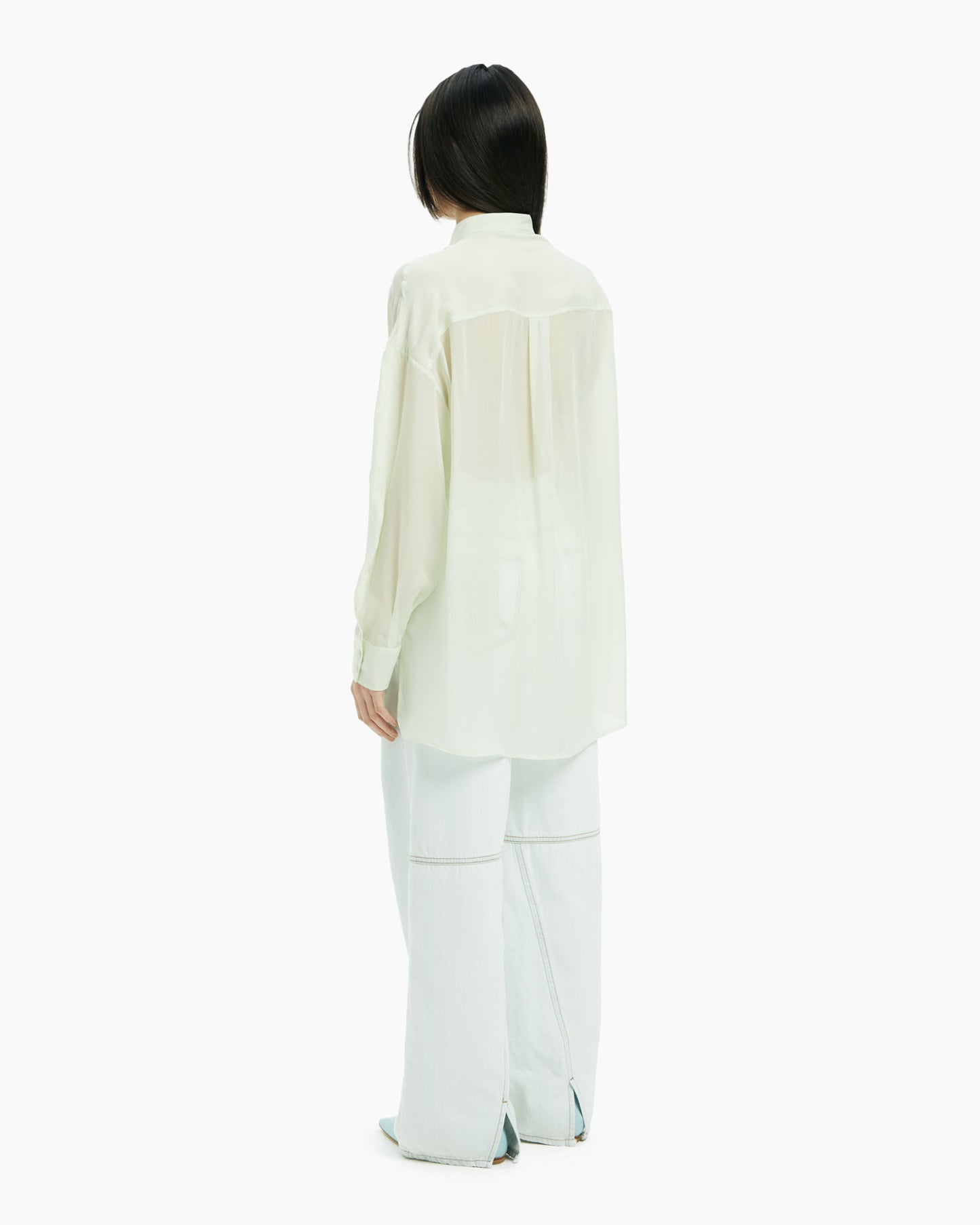 _MALLONI Camicia in organza di seta AZZURRO