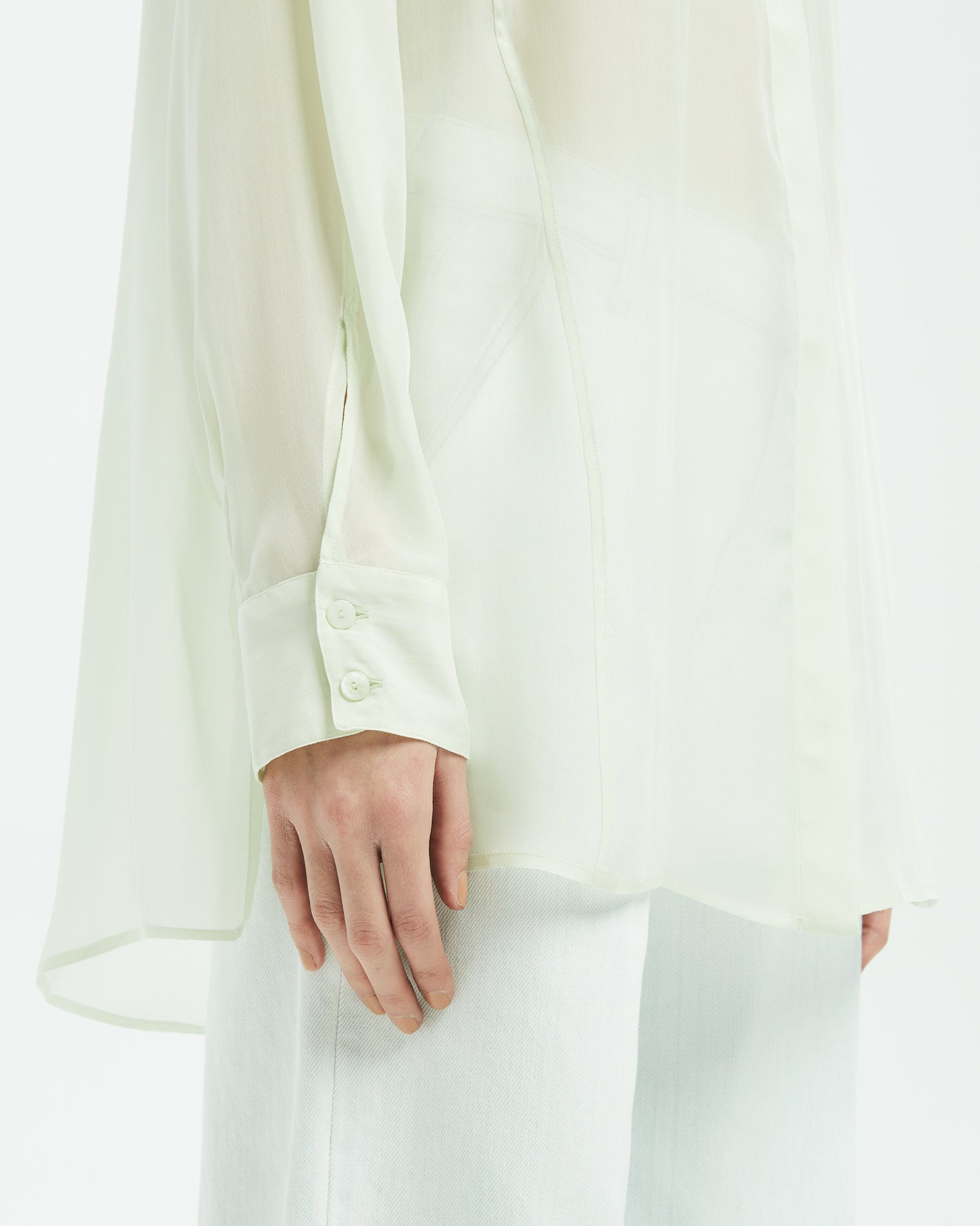 _MALLONI Camicia in organza di seta AZZURRO