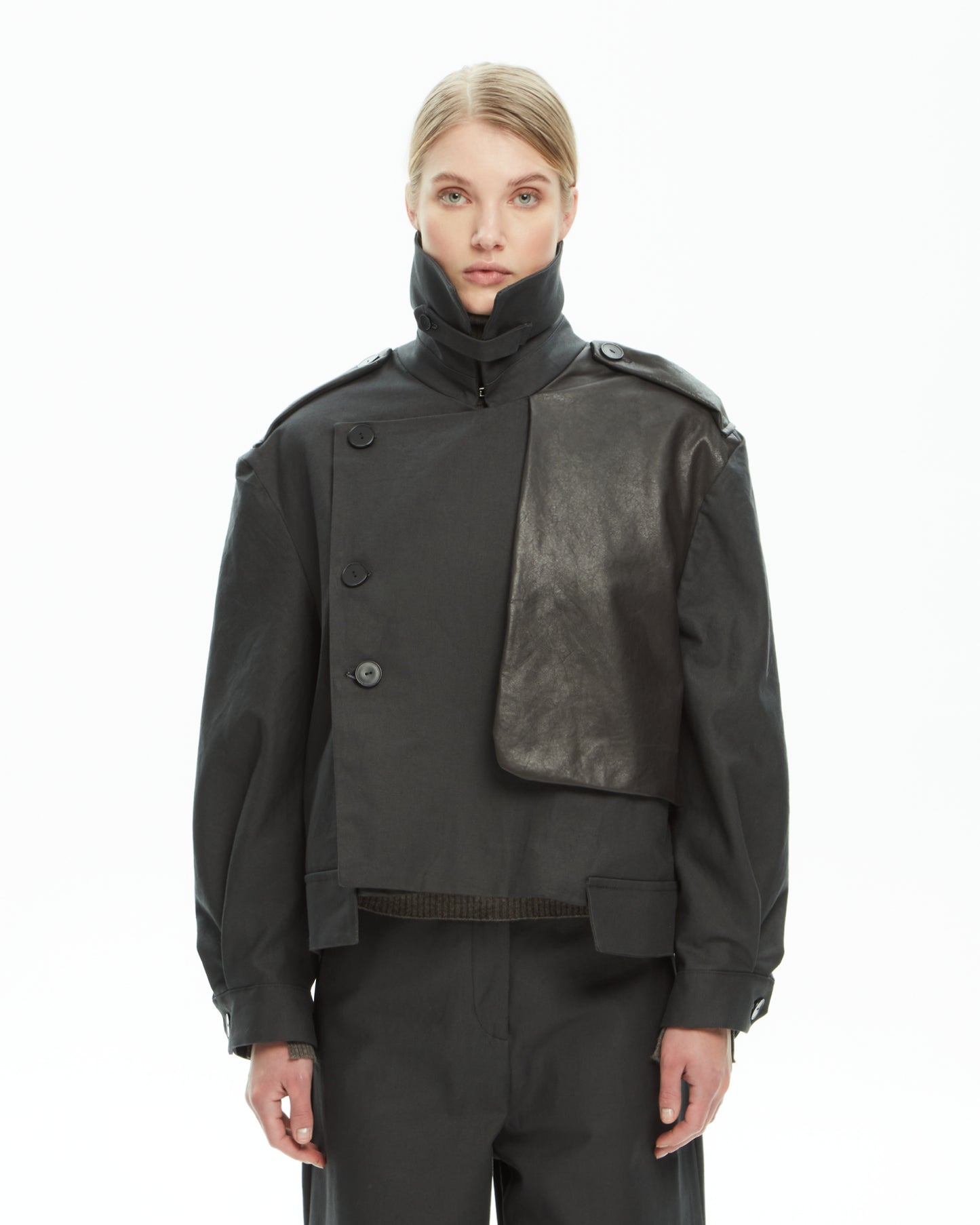 _MALLONI Giacca con inserti in pelle GRIGIO