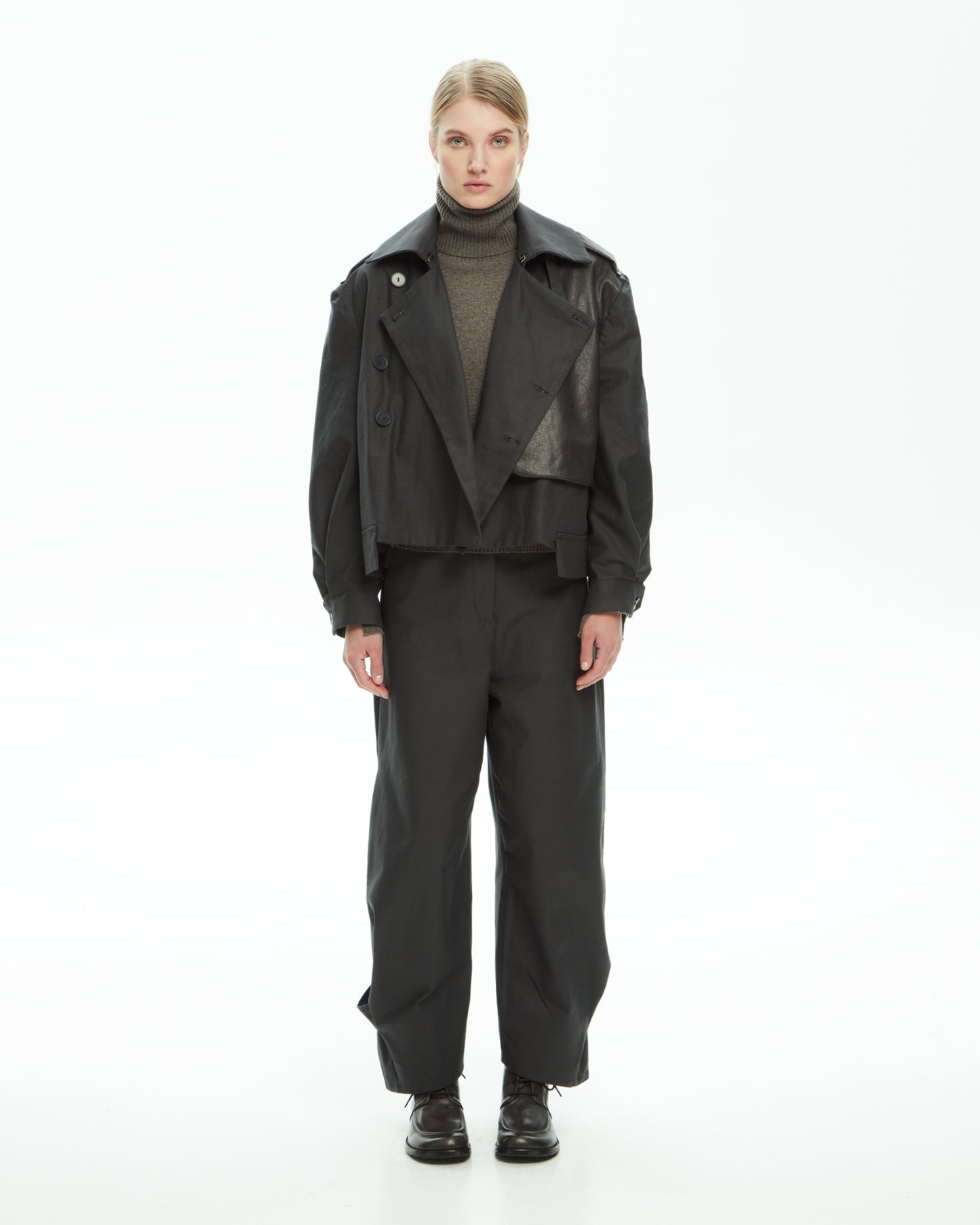 _MALLONI Giacca con inserti in pelle GRIGIO