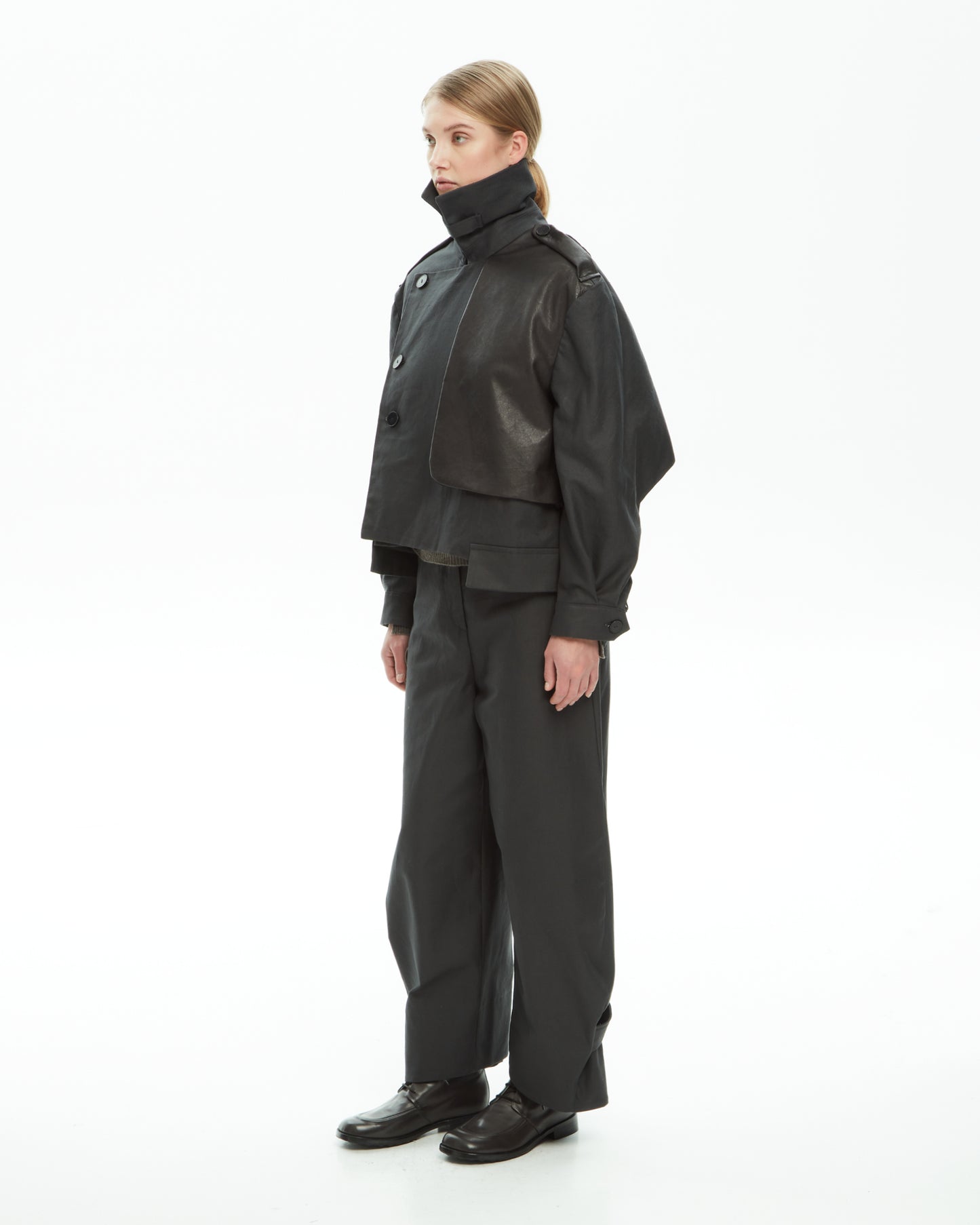 _MALLONI Giacca con inserti in pelle GRIGIO