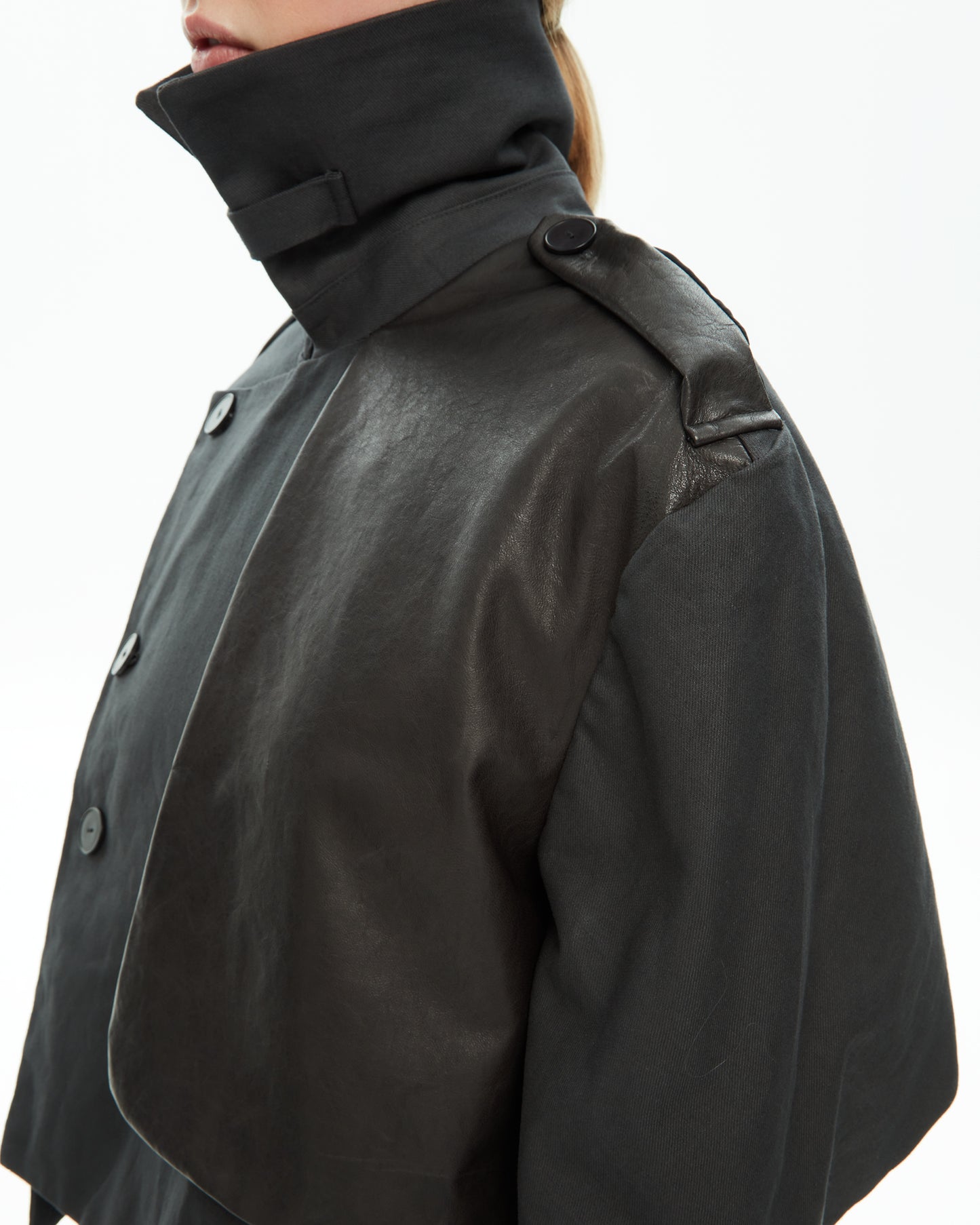 _MALLONI Giacca con inserti in pelle GRIGIO