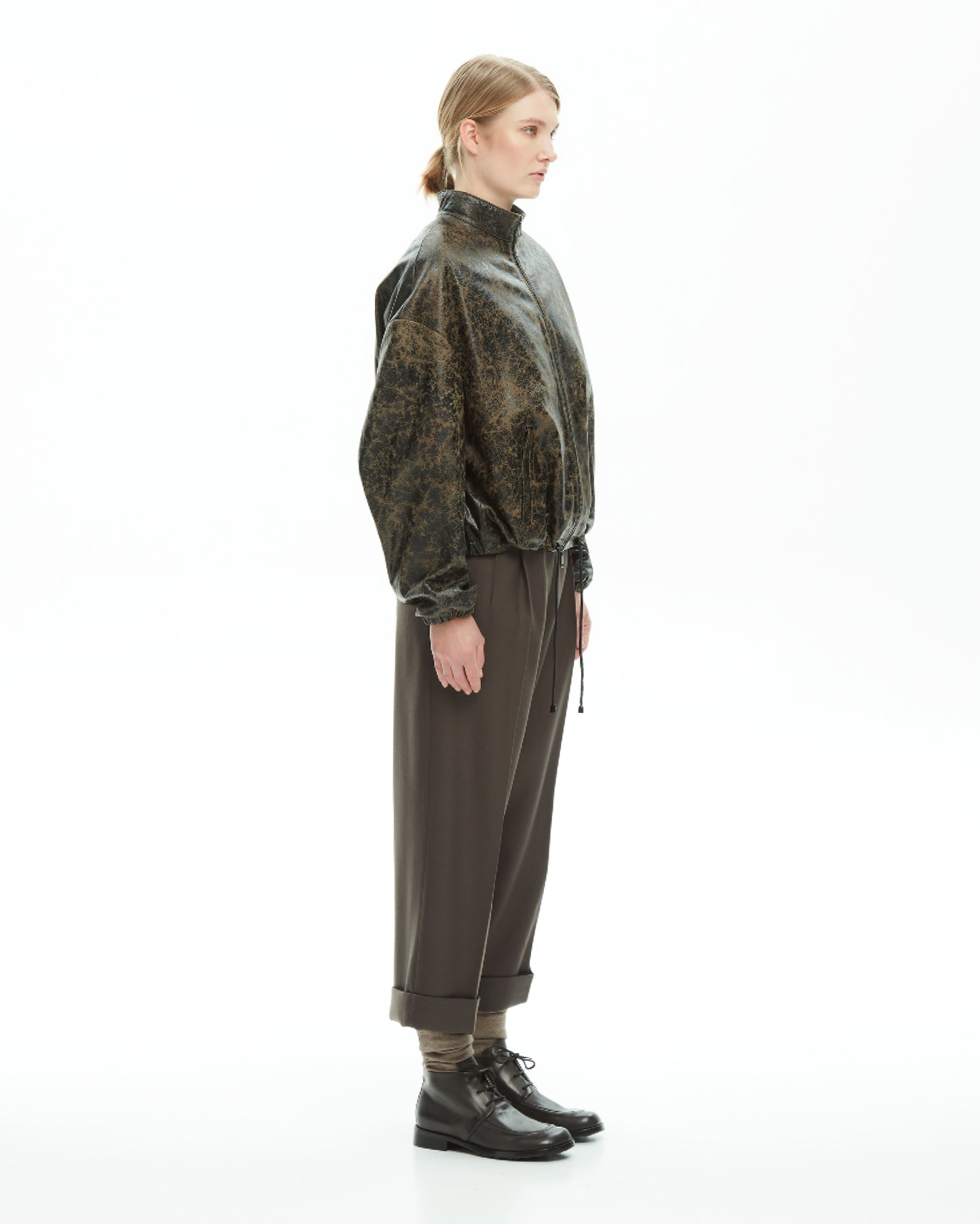 _MALLONI Bomber in pelle MARRONE