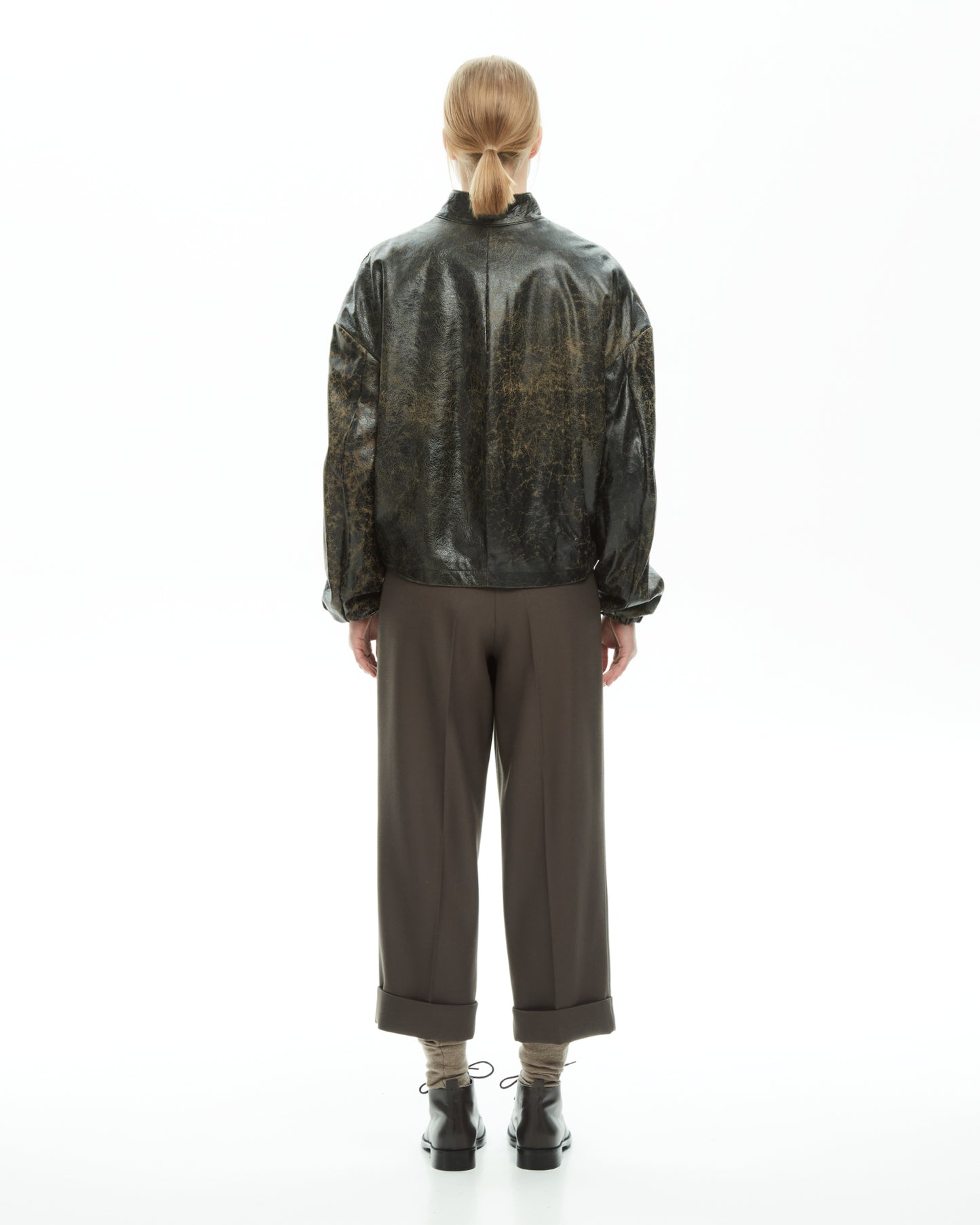 _MALLONI Bomber in pelle effetto vintage  MARRONE