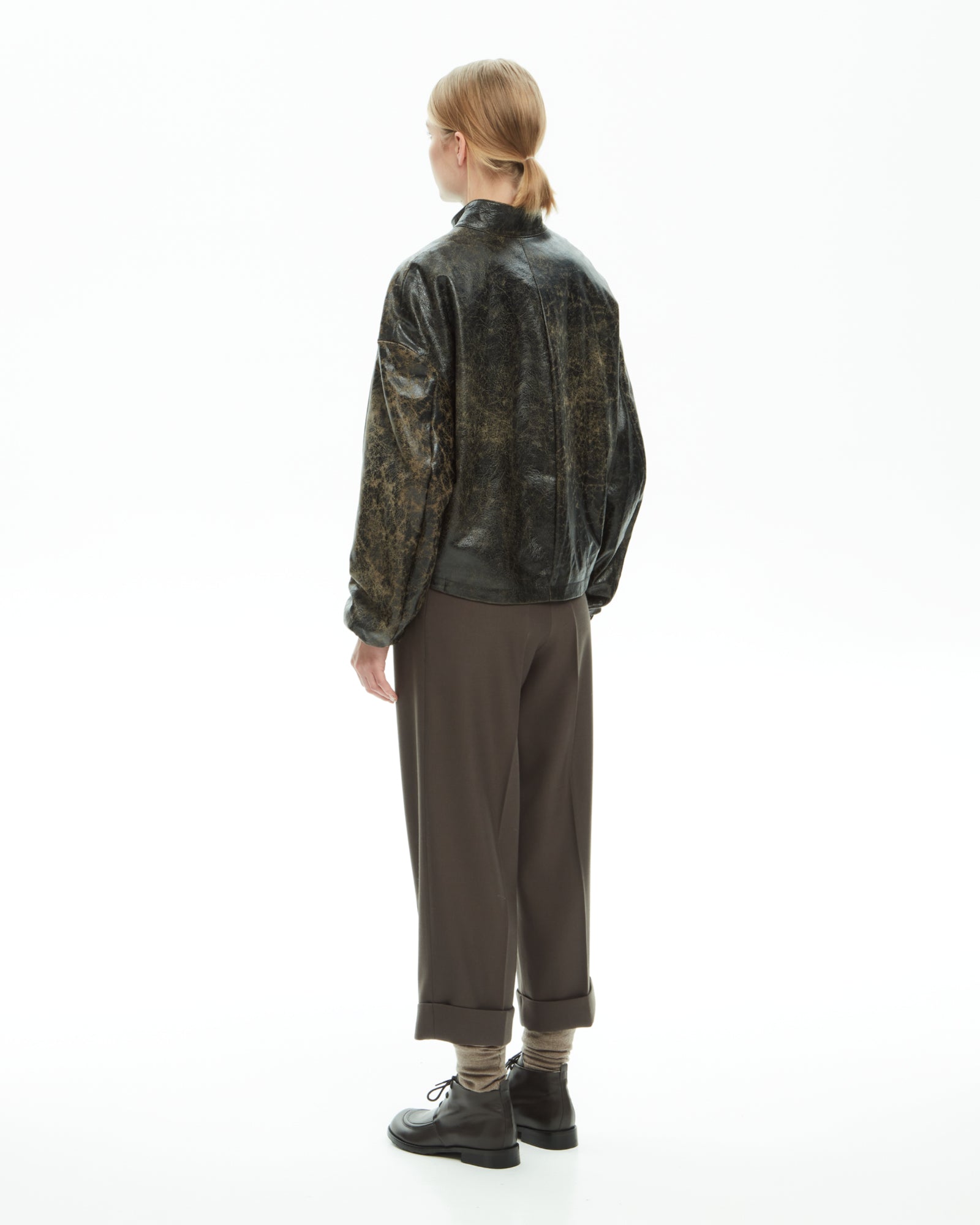 _MALLONI Bomber in pelle effetto vintage  MARRONE