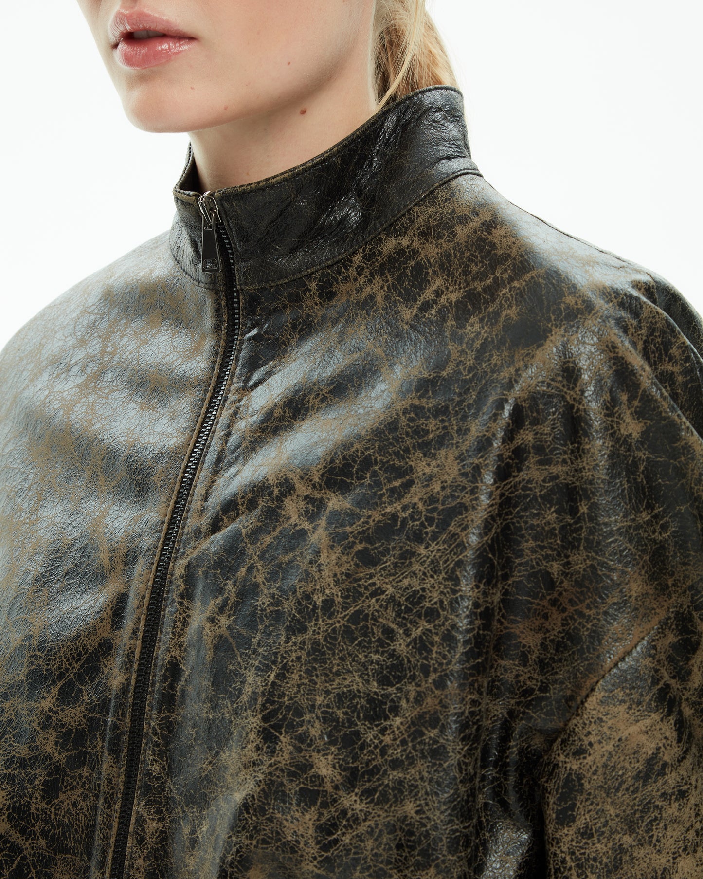 _MALLONI Bomber in pelle effetto vintage  MARRONE
