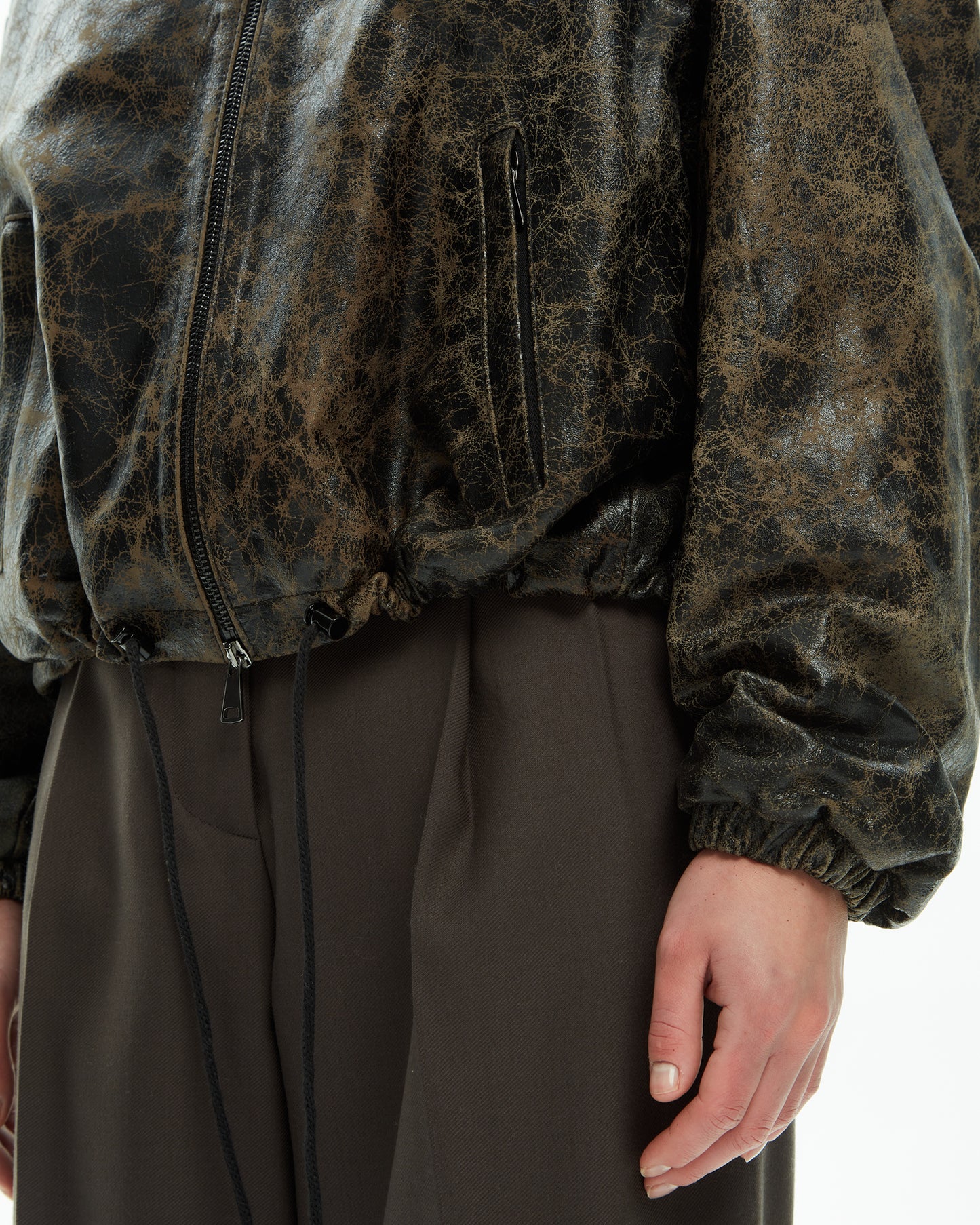 _MALLONI Bomber in pelle effetto vintage  MARRONE