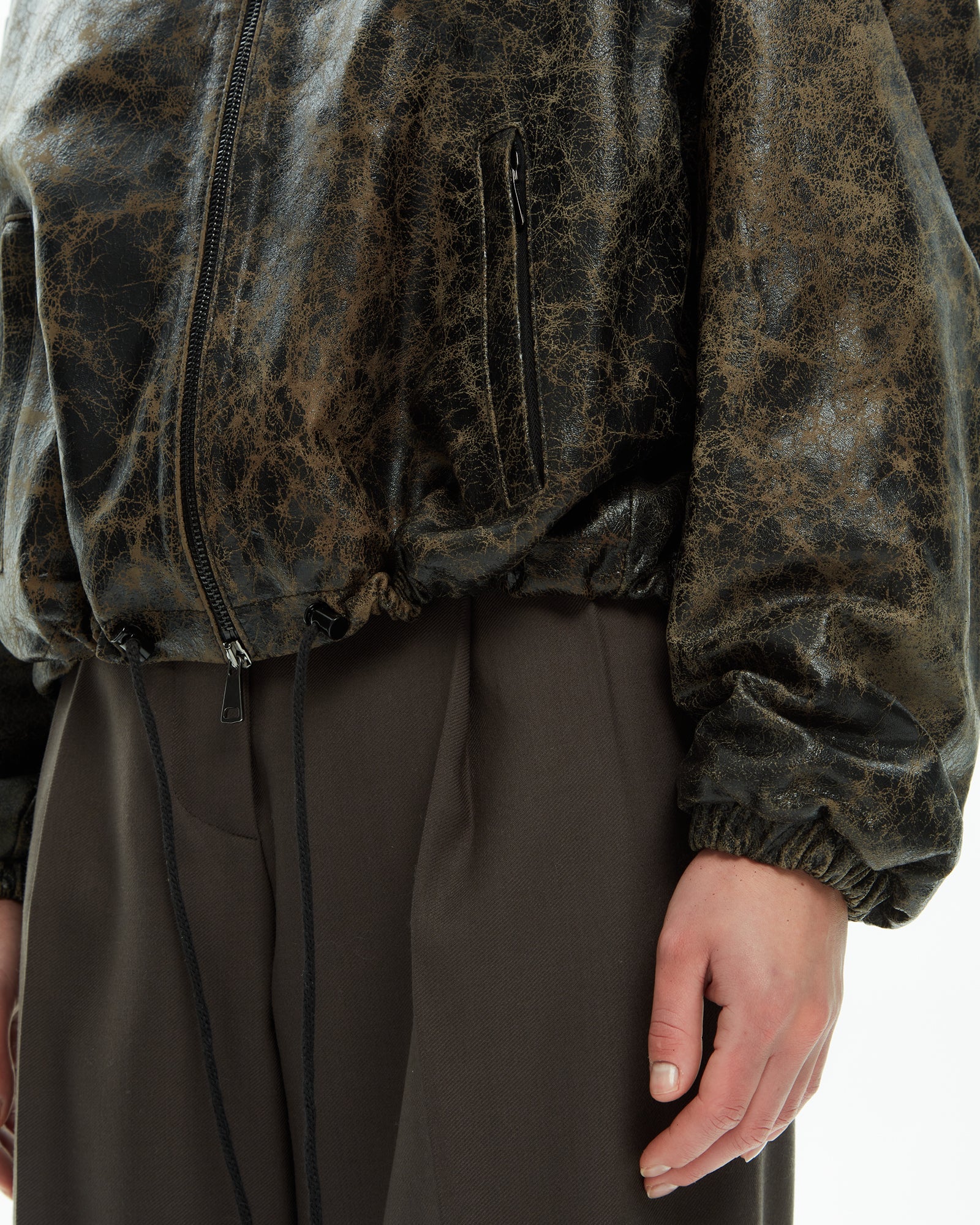 _MALLONI Bomber in pelle effetto vintage  MARRONE