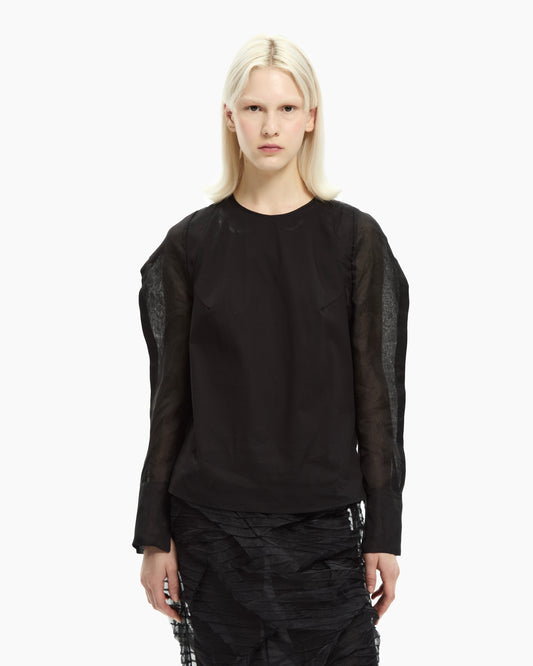 _MALLONI Blusa con maniche trasparenti NERO