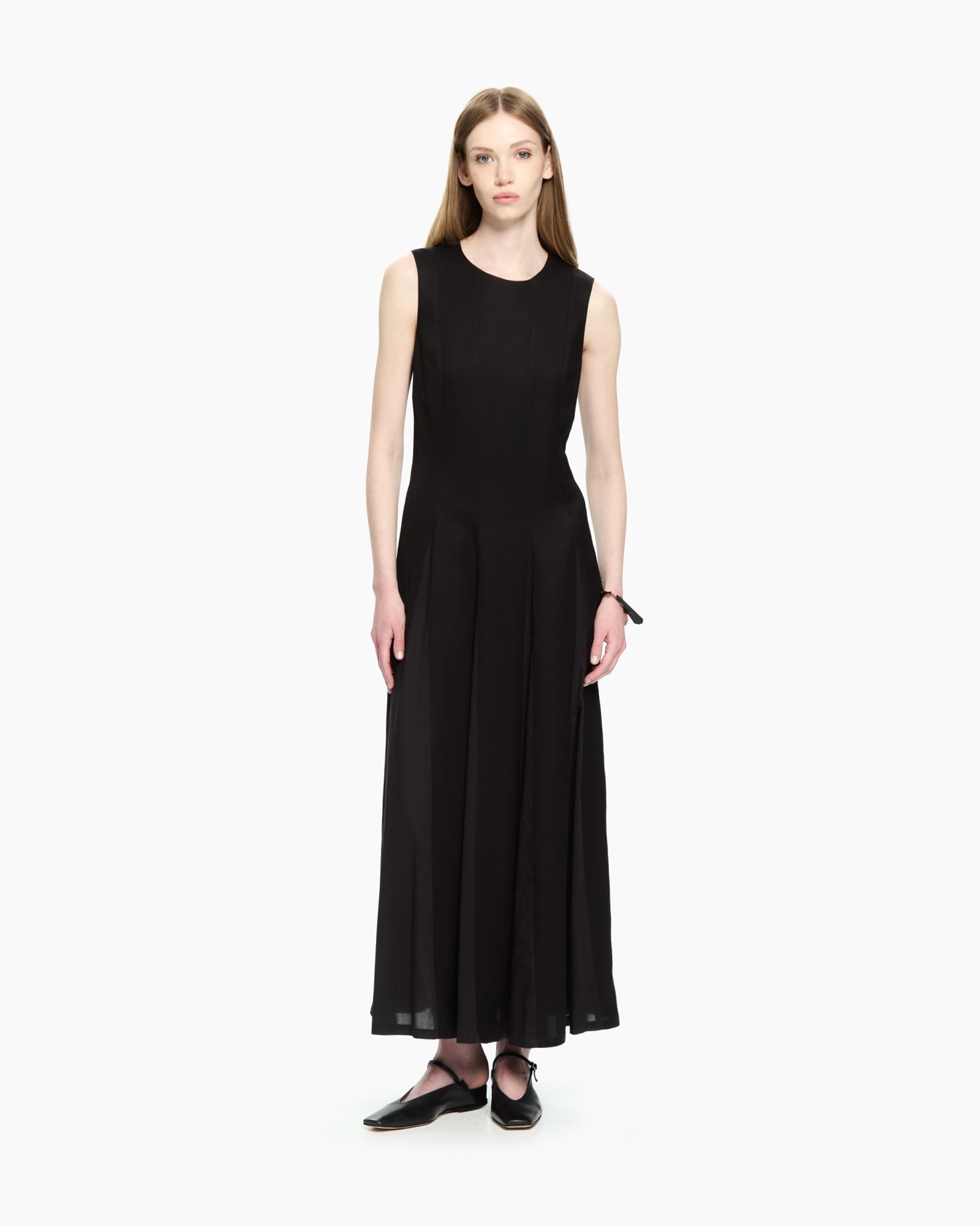 MOON RIVER Maxi Abito Lungo Donna Senza Maniche A Corsetto, Scollo Quadrato, Tessuto Popeline Leggero, Con Pannello Posteriore Elastico E Finta Abbottonatura