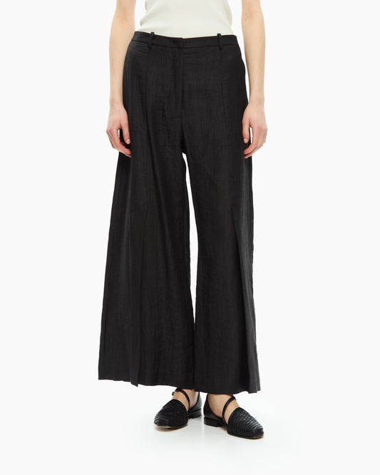 _MALLONI Pantalone a gamba ampia con vita alta NERO