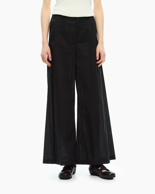 _MALLONI Pantalone a gamba ampia con vita elasticizzata NERO