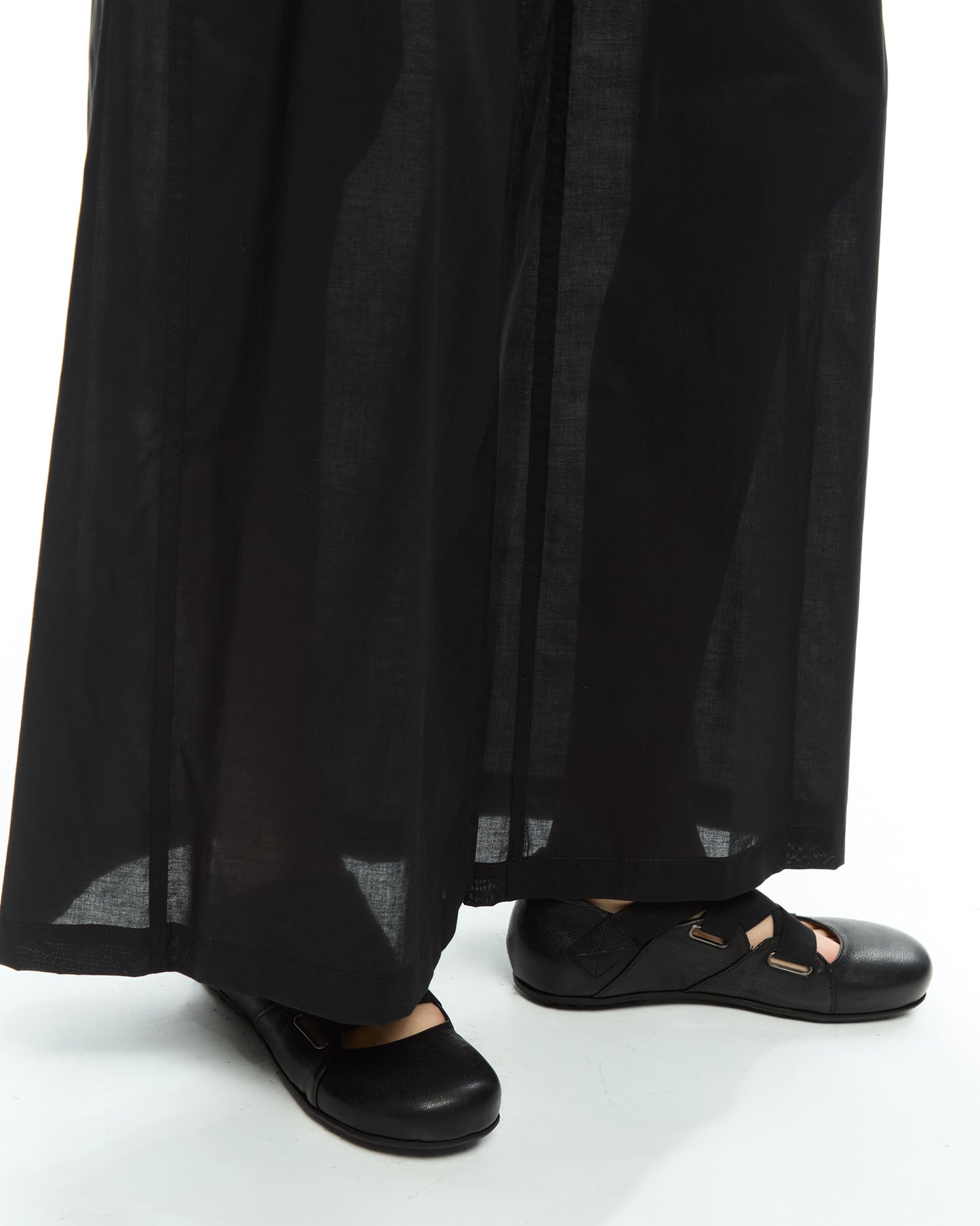 _MALLONI Pantalone a gamba ampia con vita elasticizzata NERO