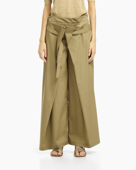 _MALLONI Pantalone ampio con pannelli avvolgenti TORTORA