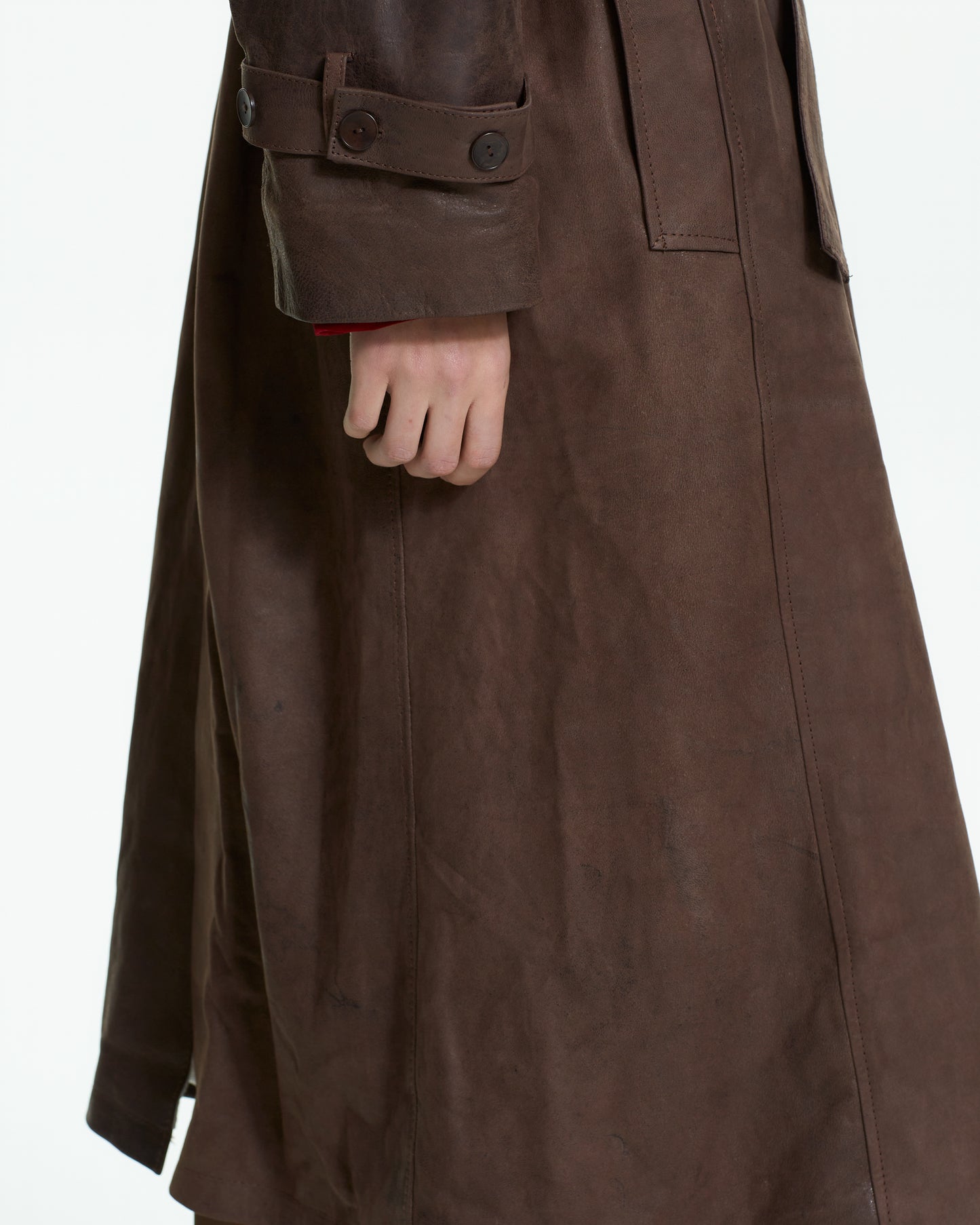 _MALLONI Trench lungo effetto vissuto MARRONE