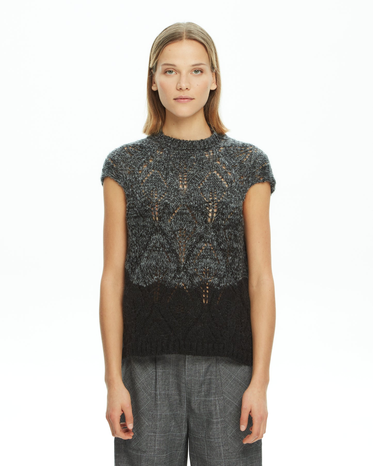 MLO Top in filato mélange NERO