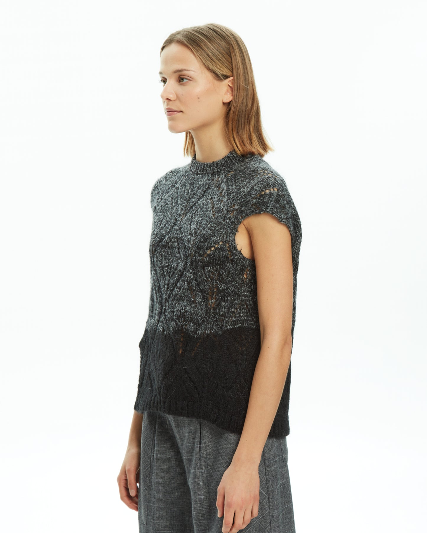MLO Top in filato mélange NERO