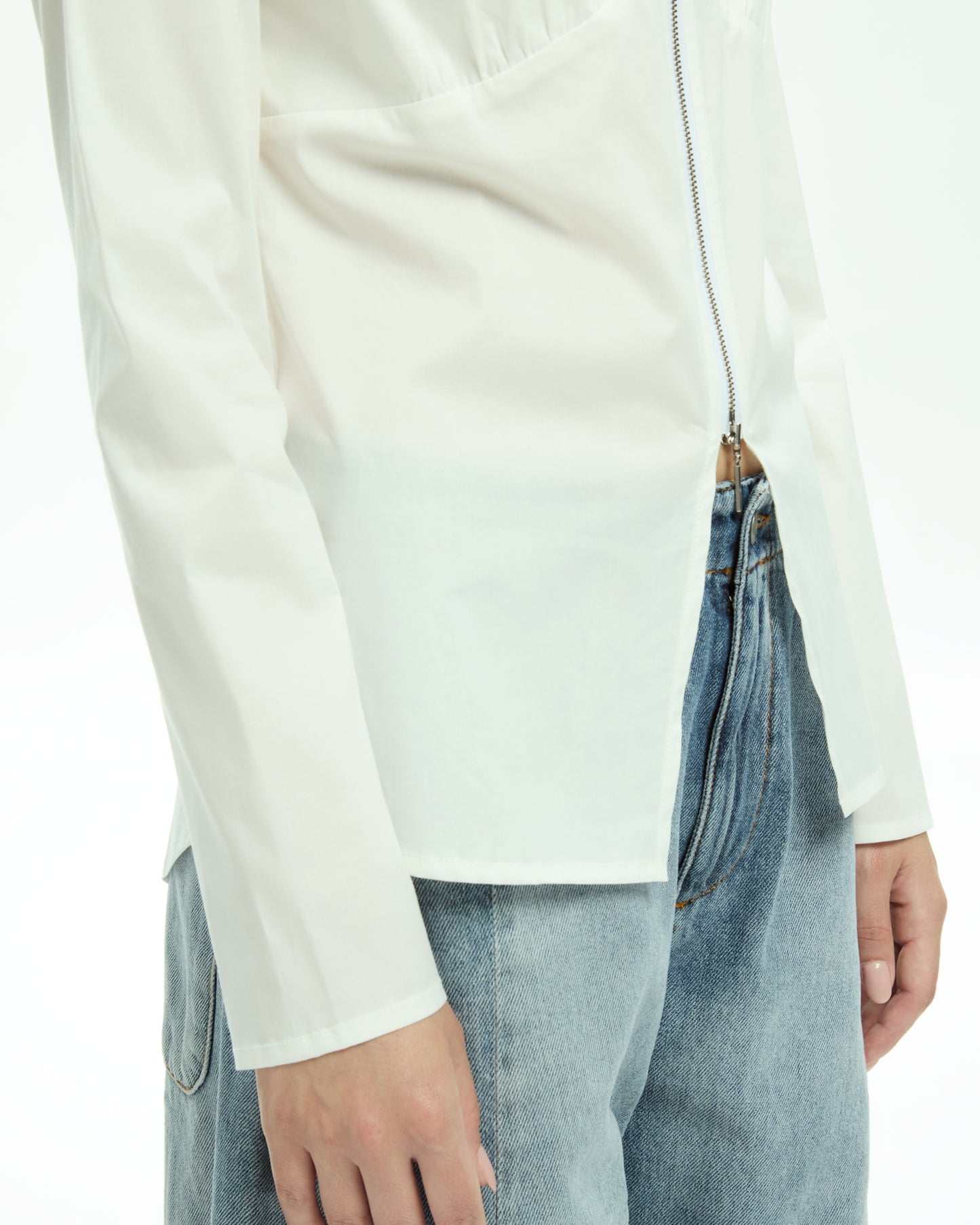 MLO Camicia con zip frontale BIANCO