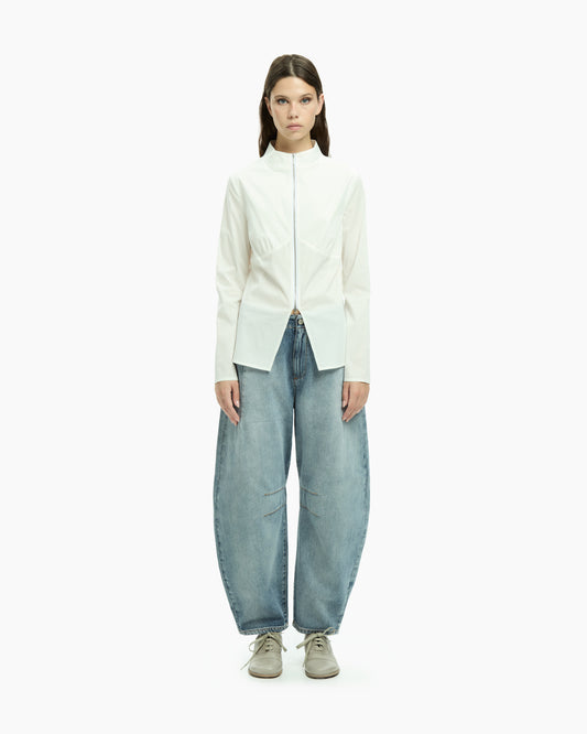MLO Camicia con zip frontale BIANCO