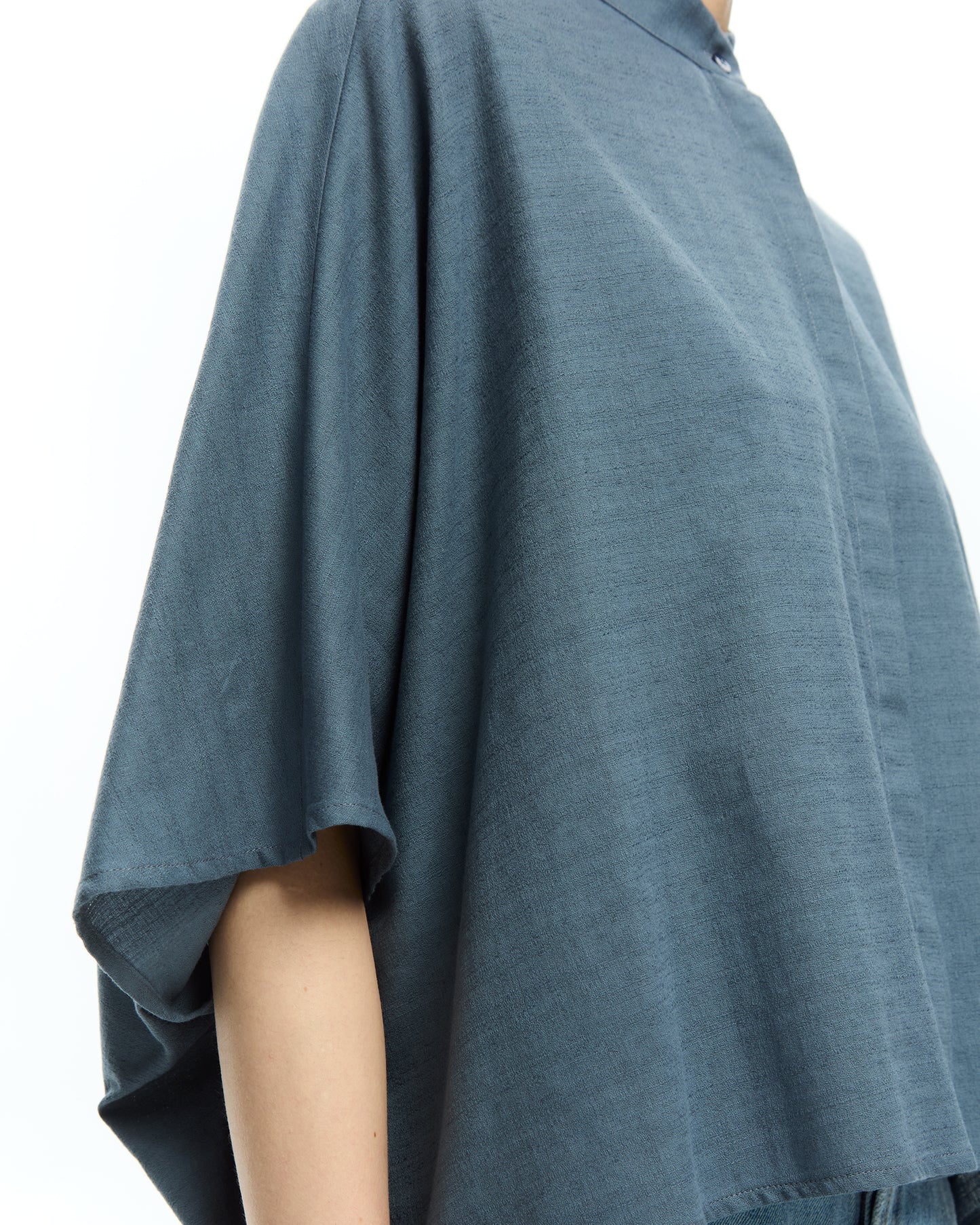 MLO Camicia con collo alla coreana BLU