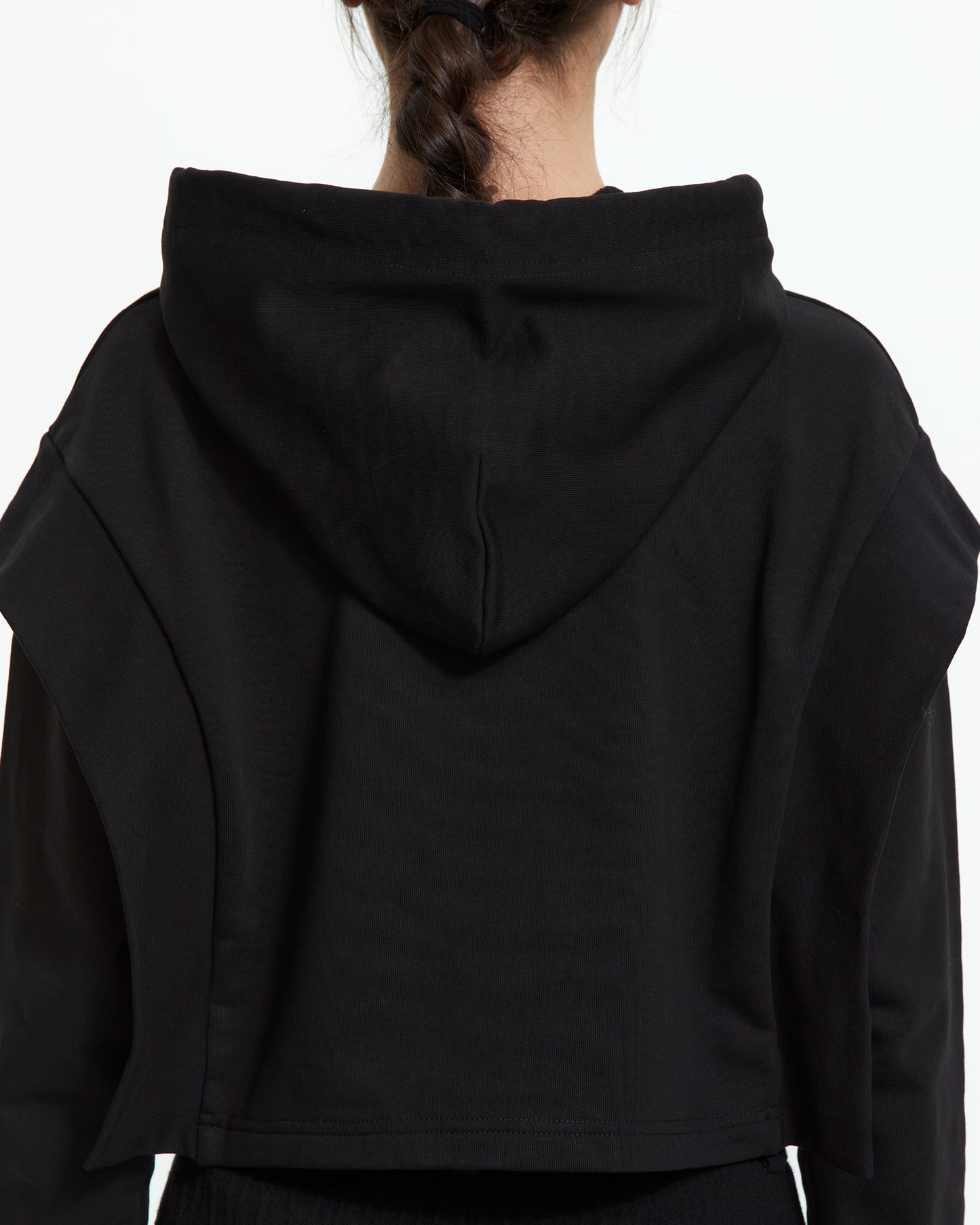 MLO Felpa cropped con cappuccio NERO