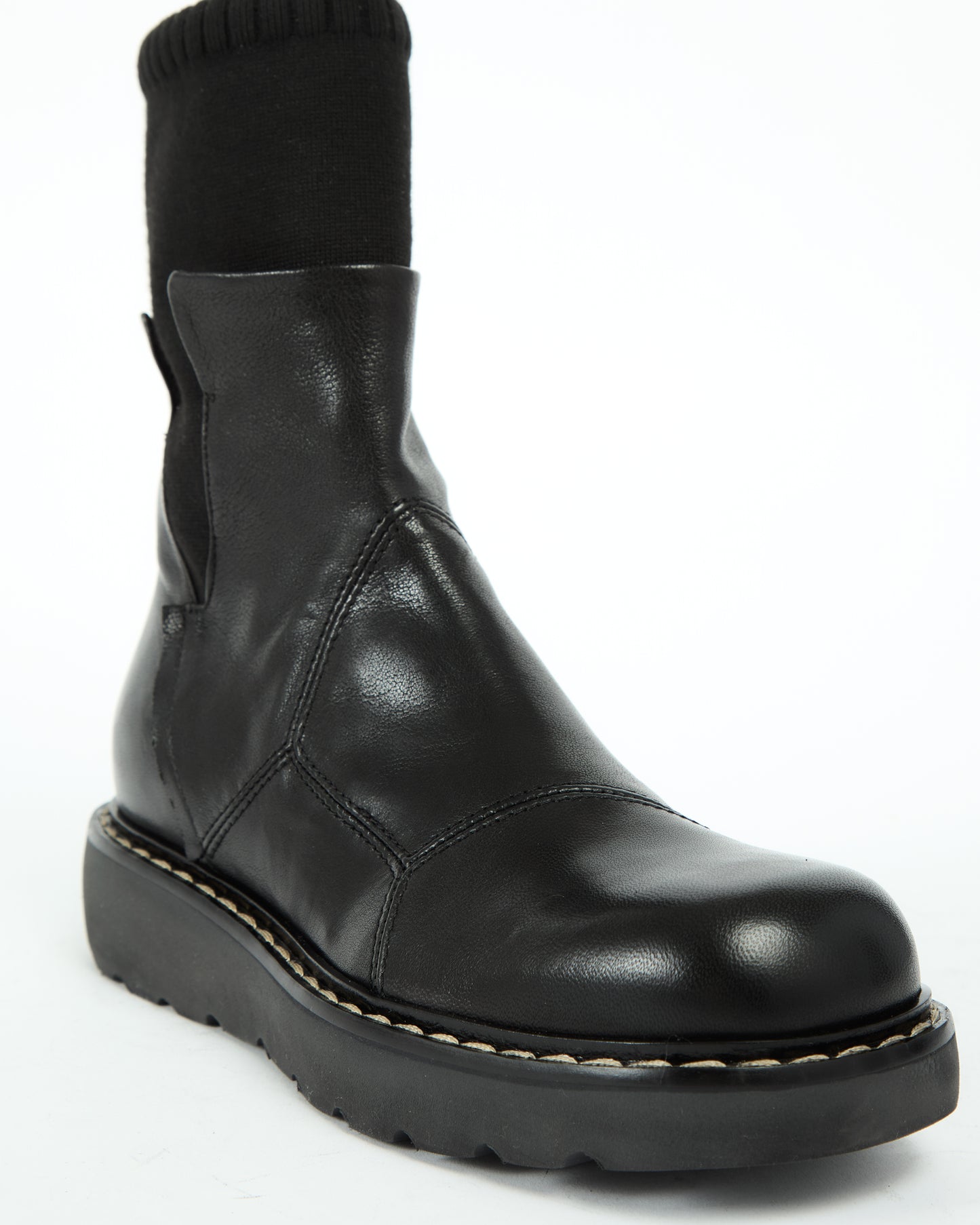 MLO Stivaletto in pelle con gambale elasticizzato NERO