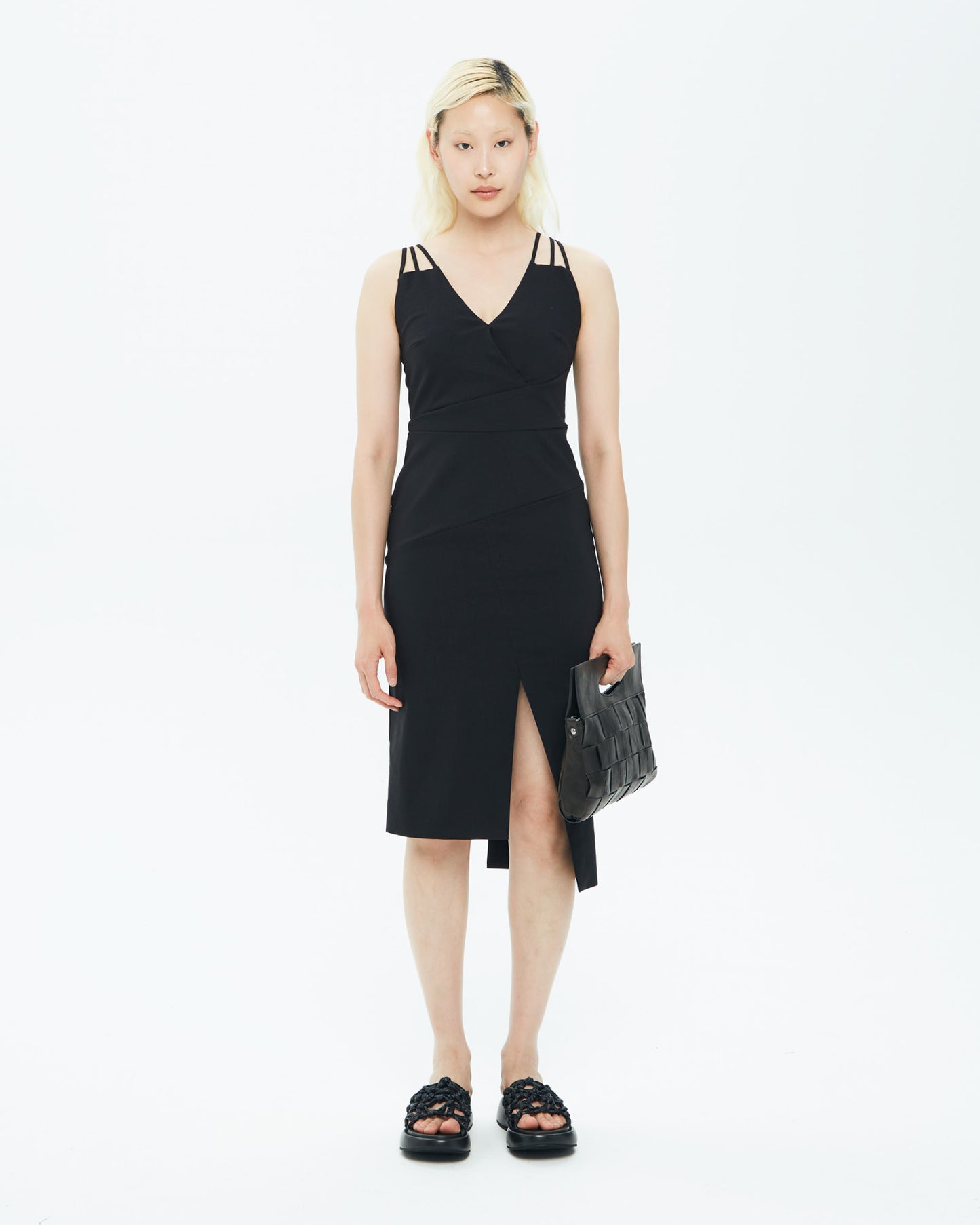 _MALLONI Abito midi con spacco NERO