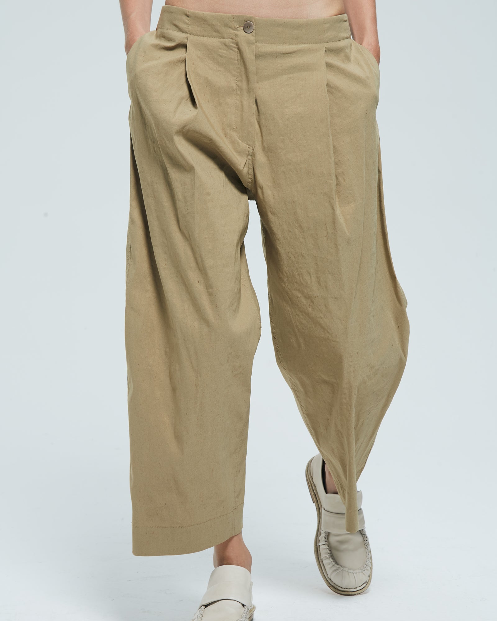 _MALLONI Pantalone in lino stretch GIALLO