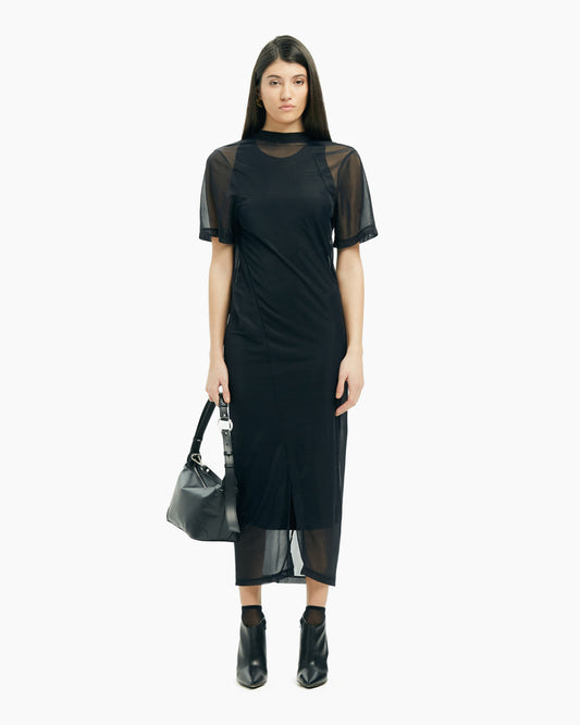 _MALLONI Abito midi see-through NERO