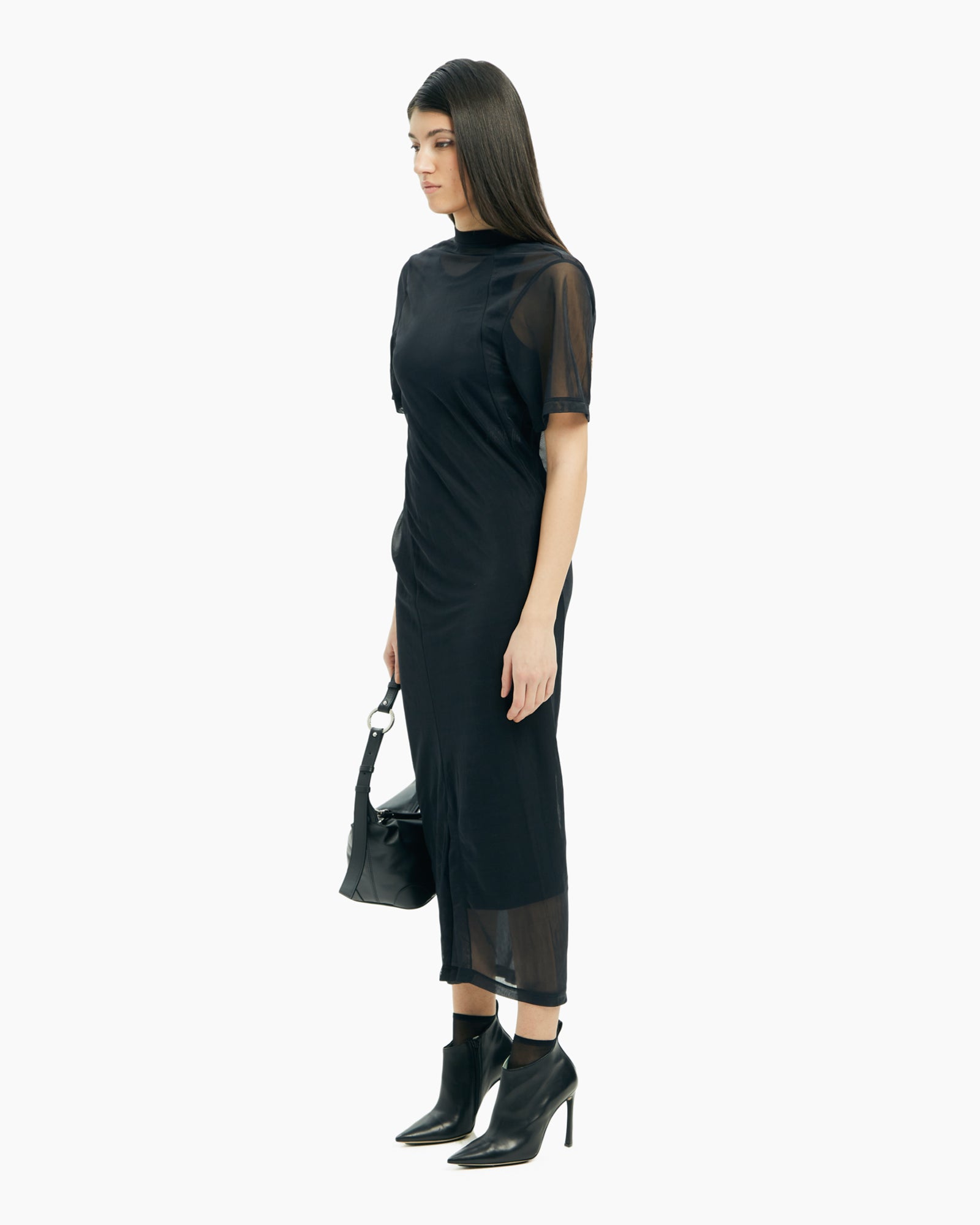 _MALLONI Abito midi see-through NERO