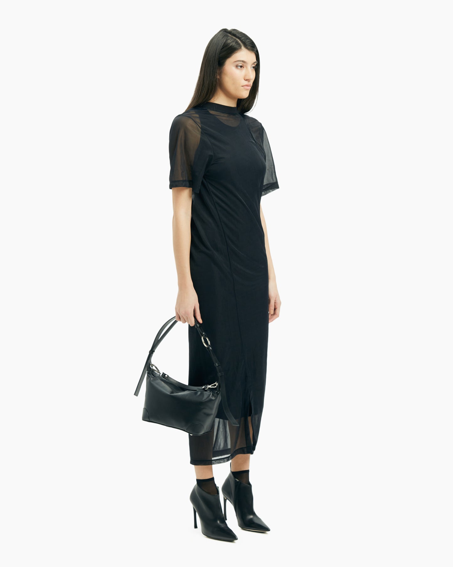 _MALLONI Abito midi see-through NERO