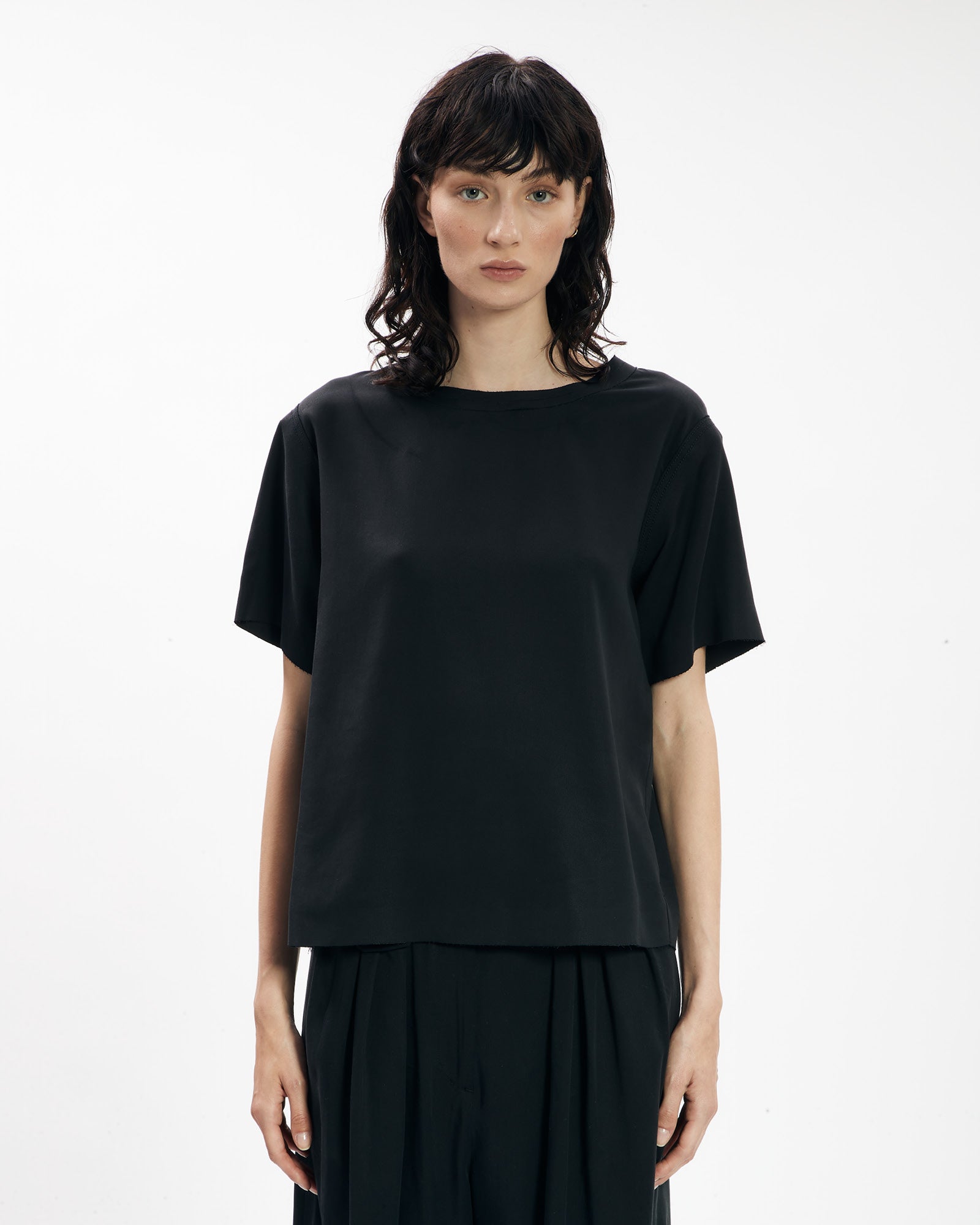 _MALLONI T-shirt in tencel NERO