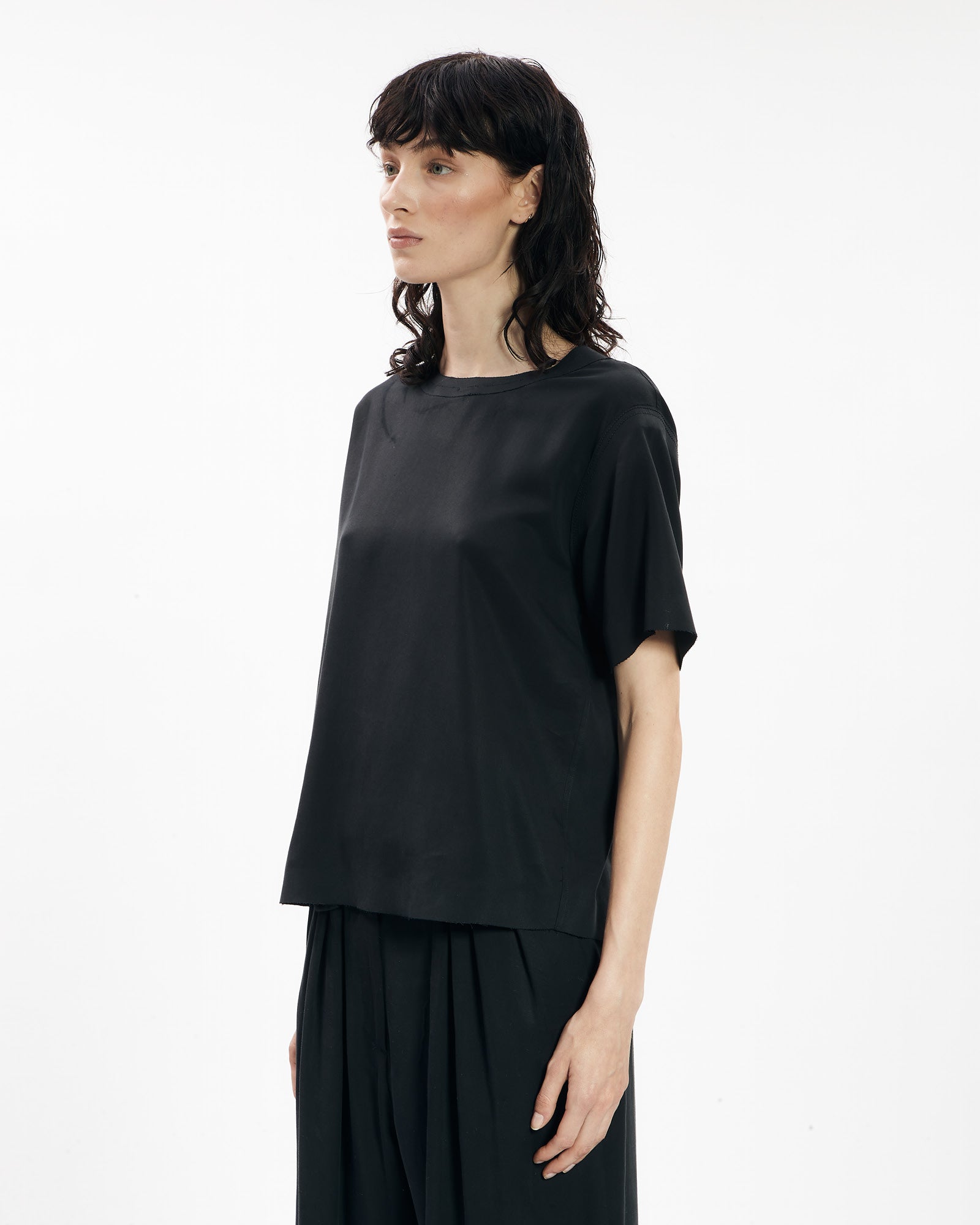 _MALLONI T-shirt in tencel NERO