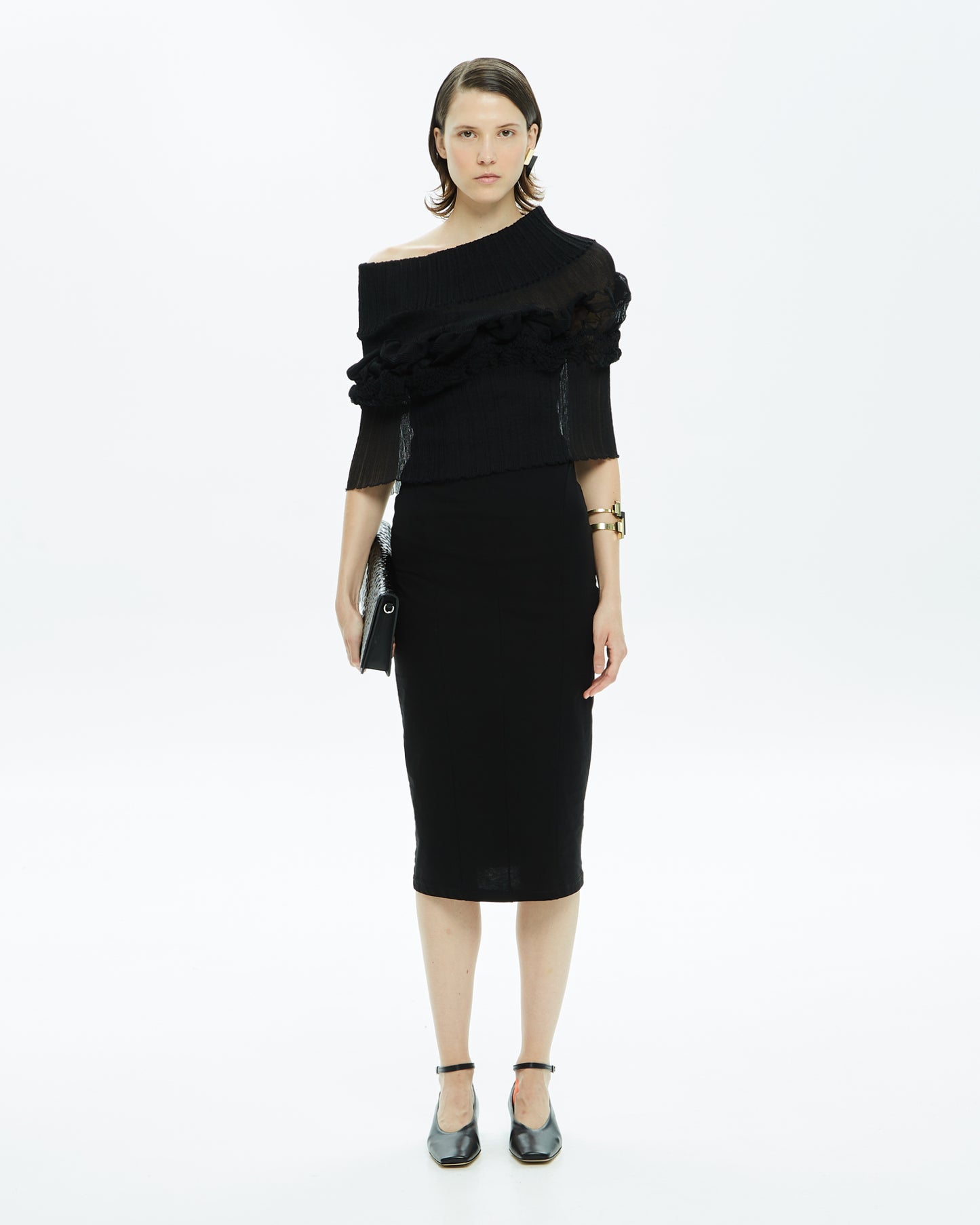 _MALLONI Abito a fascia in jersey NERO