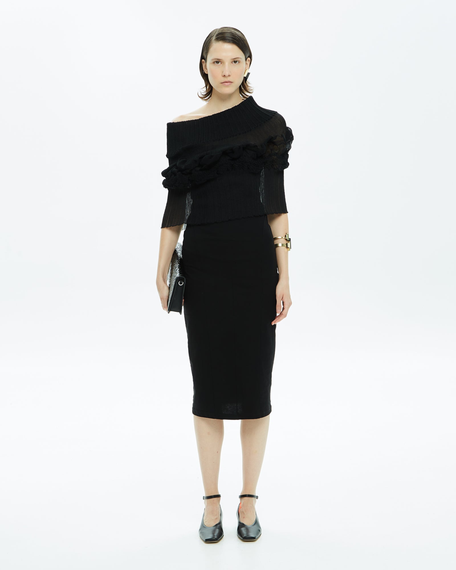 _MALLONI Abito a fascia in jersey NERO