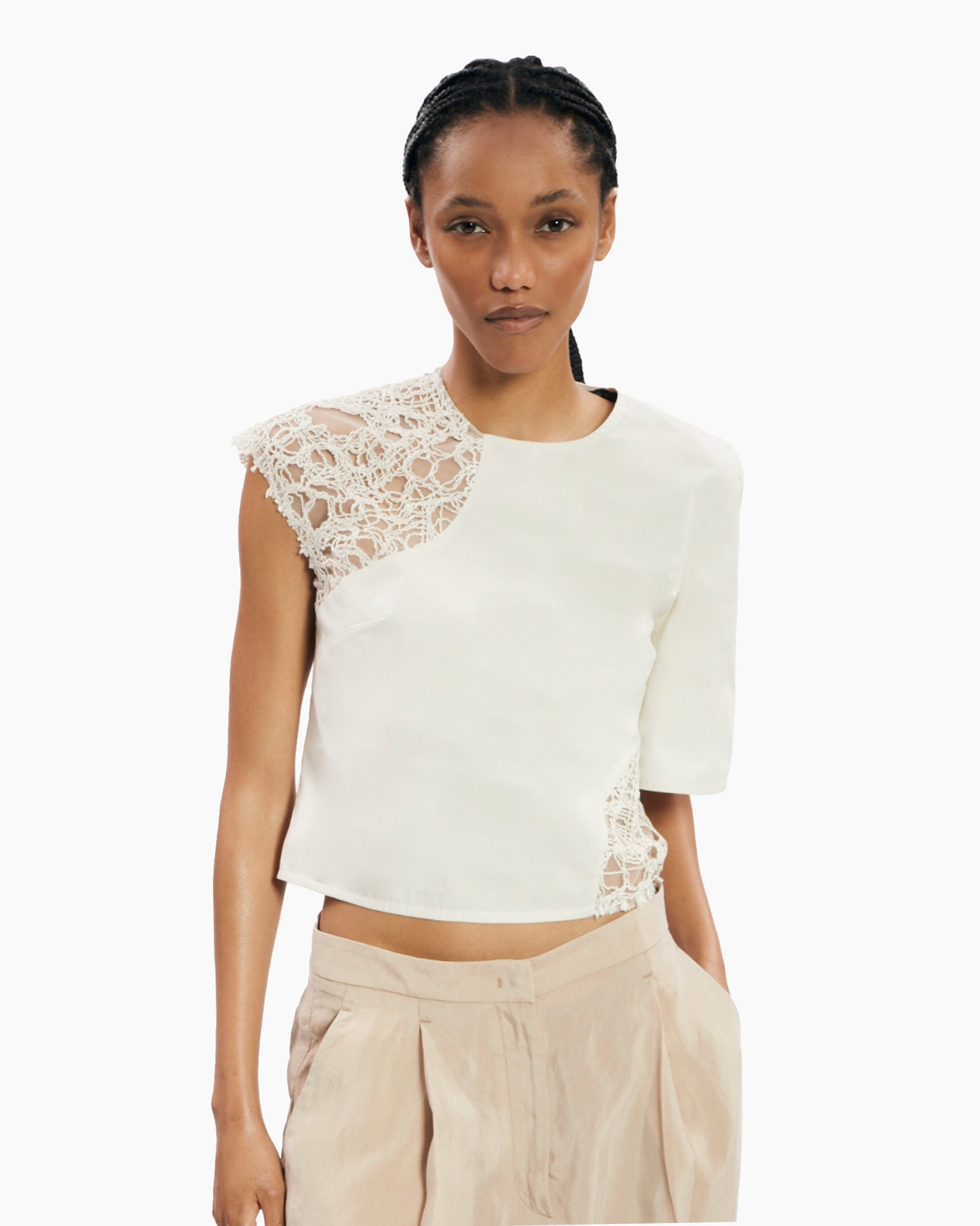 _MALLONI Top con inserti ricamati BEIGE