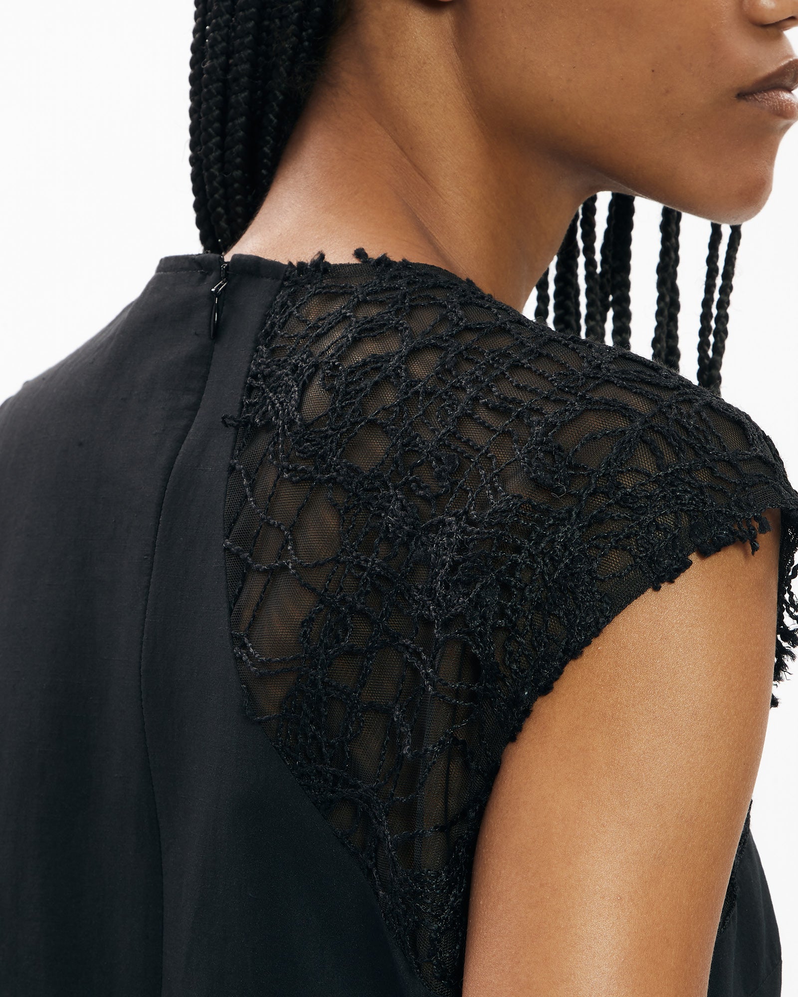 _MALLONI Abito con inserti ricamati NERO