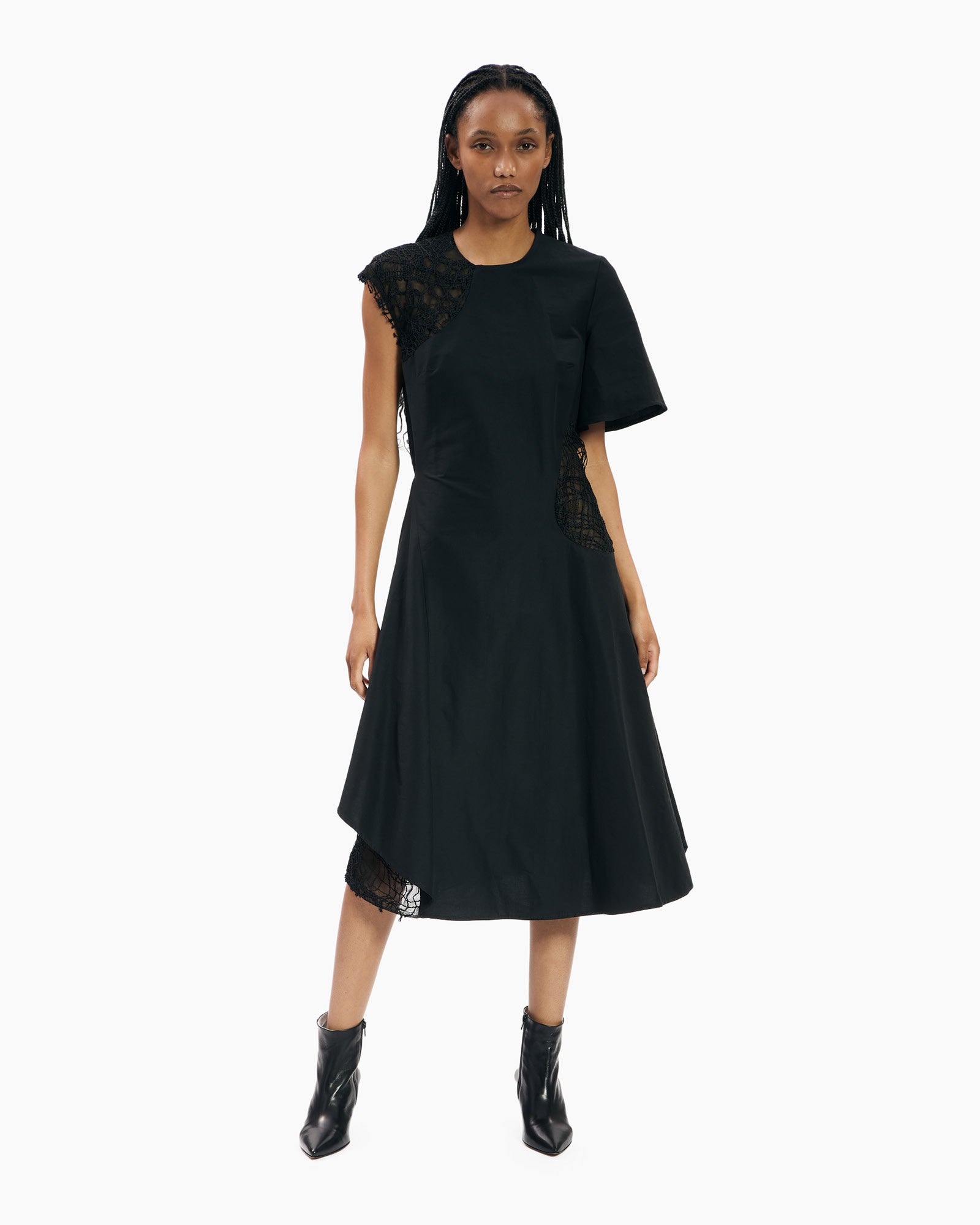 _MALLONI Abito con inserti ricamati NERO