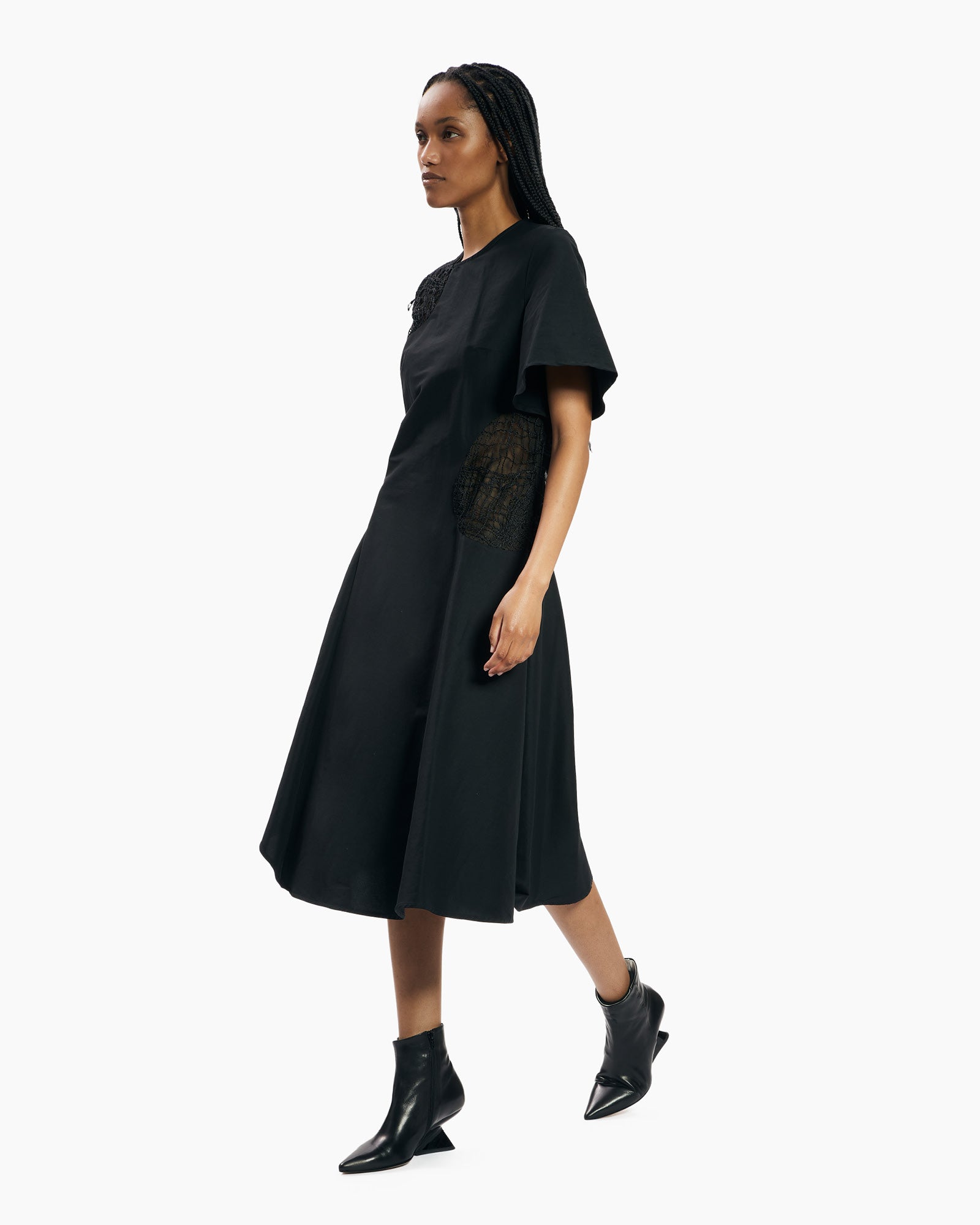 _MALLONI Abito con inserti ricamati NERO