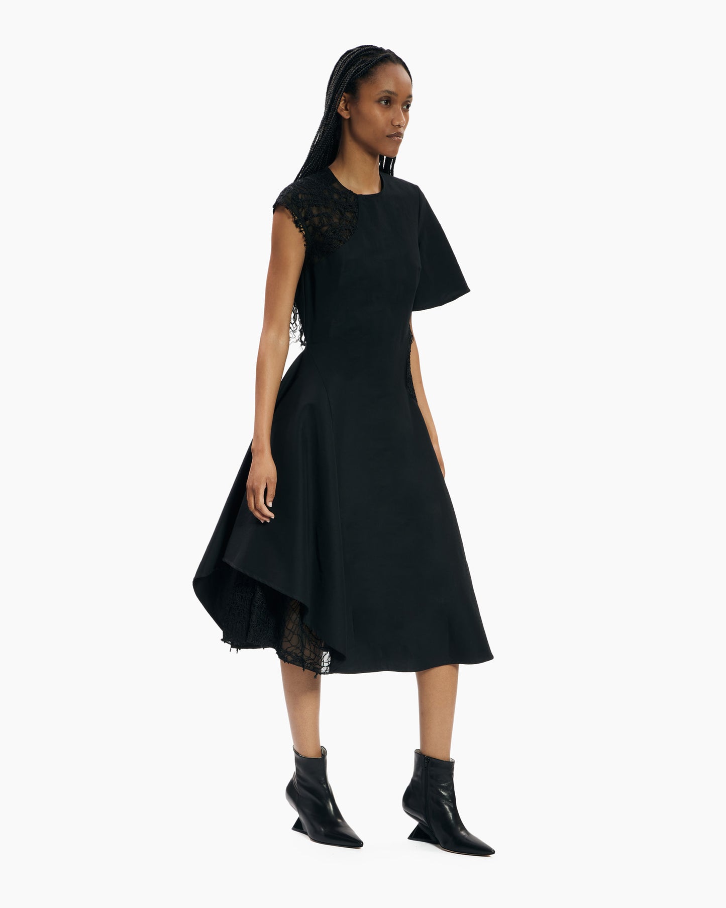 _MALLONI Abito con inserti ricamati NERO