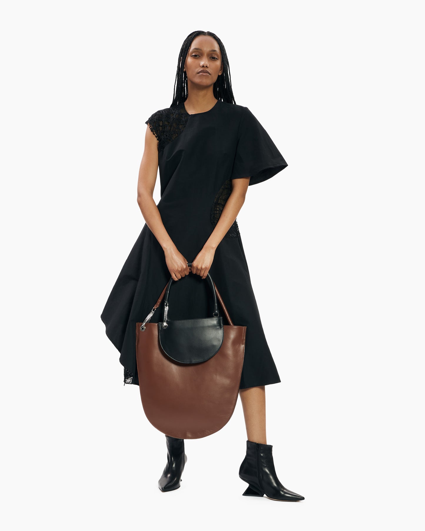 _MALLONI Abito con inserti ricamati NERO