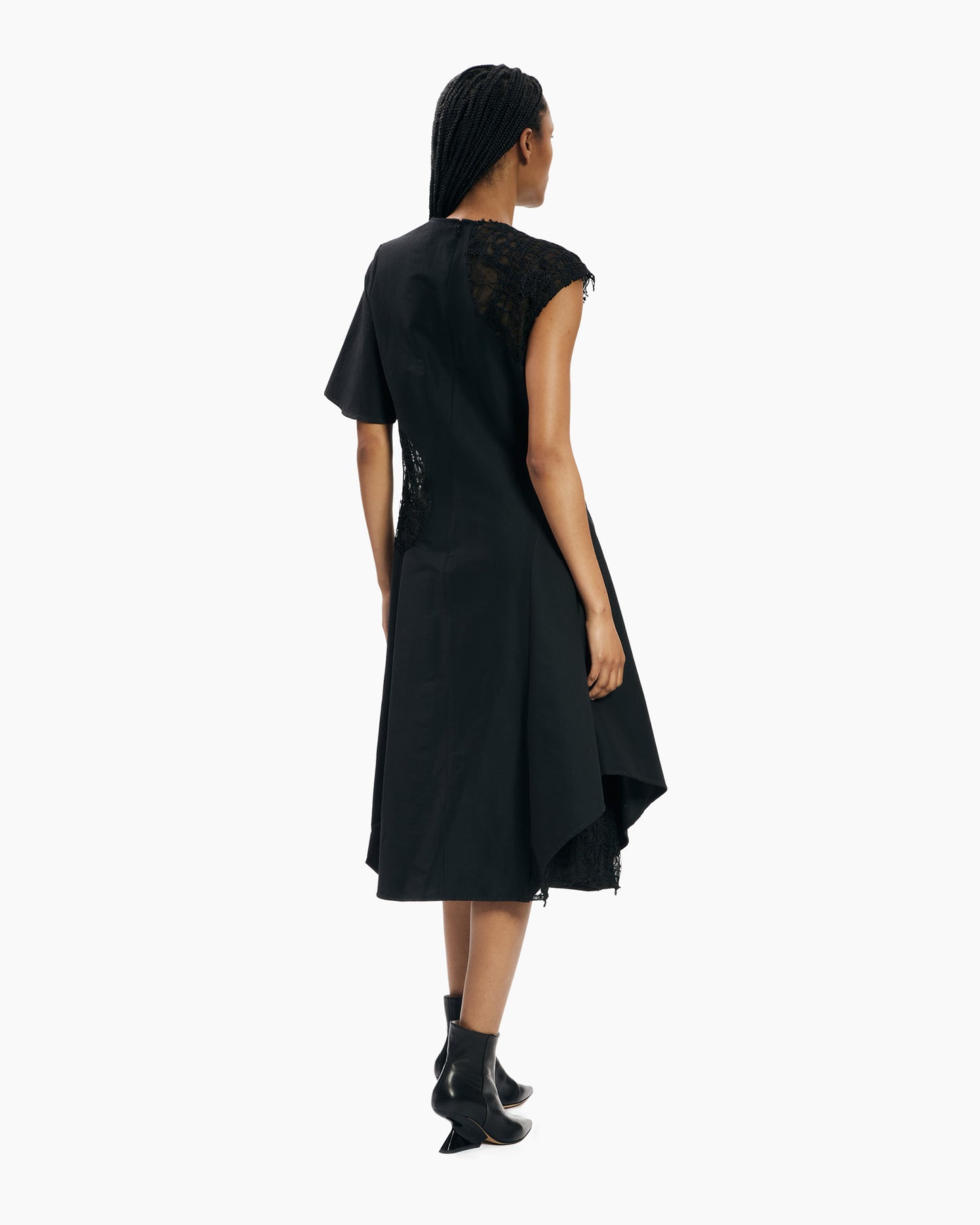 _MALLONI Abito con inserti ricamati NERO