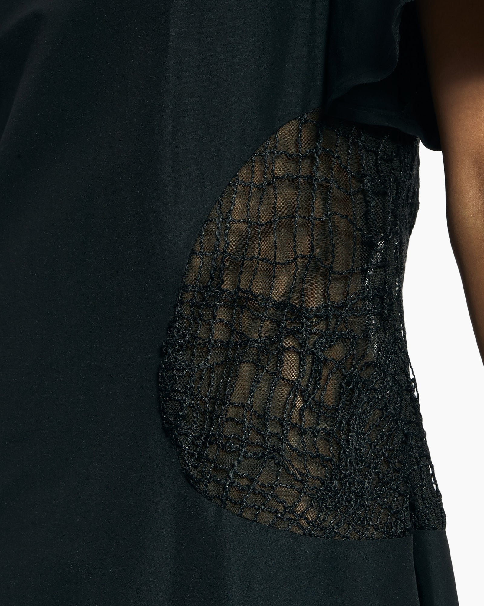 _MALLONI Abito con inserti ricamati NERO