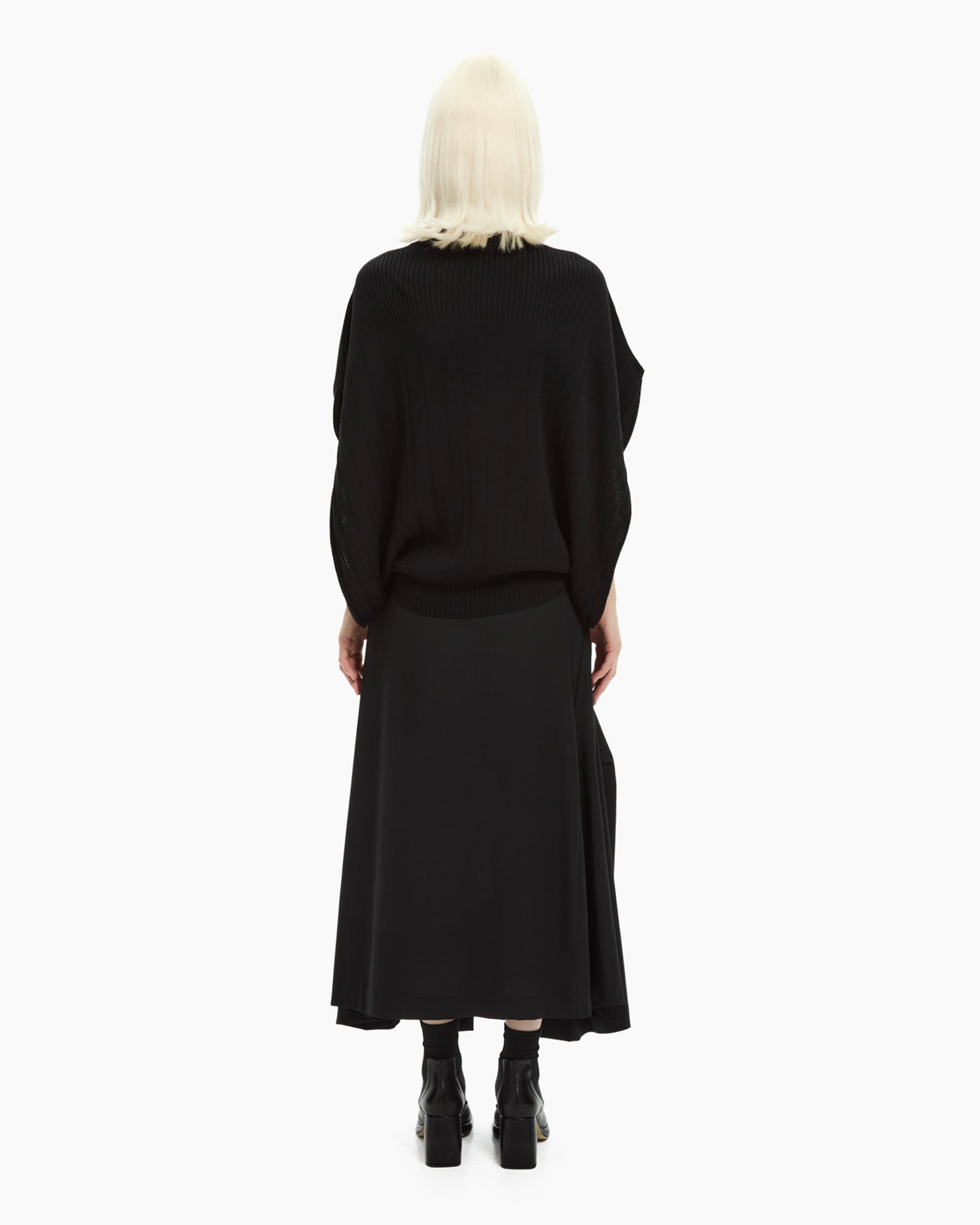 _MALLONI Poncho in maglia a coste NERO