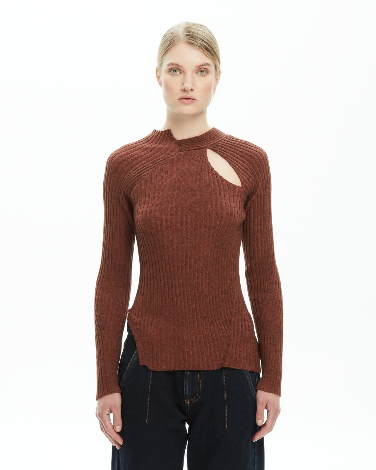 _MALLONI Maglia con cut-out MARRONE