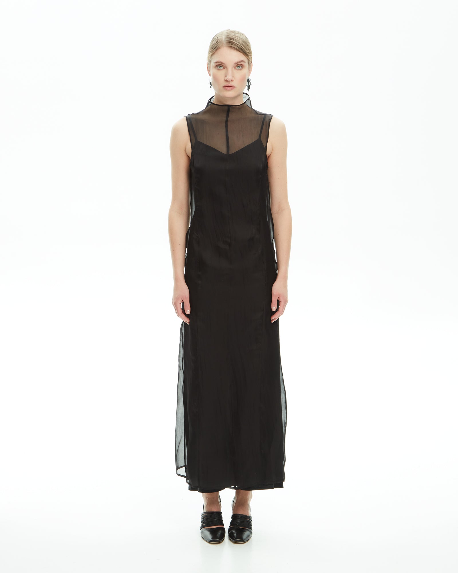 _MALLONI Abito con inserto trasparente NERO